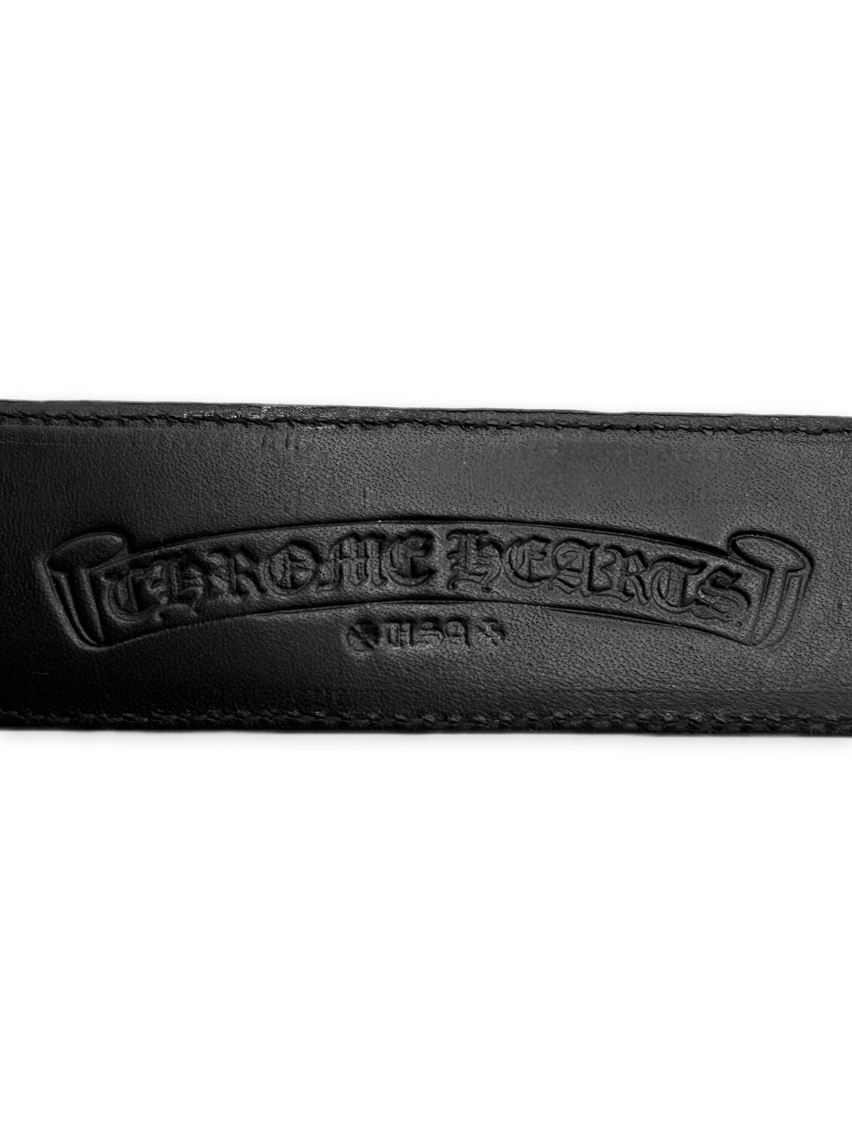 Chrome Hearts Cemetery Cross Patch Black Destroyer Leather Belt Strap