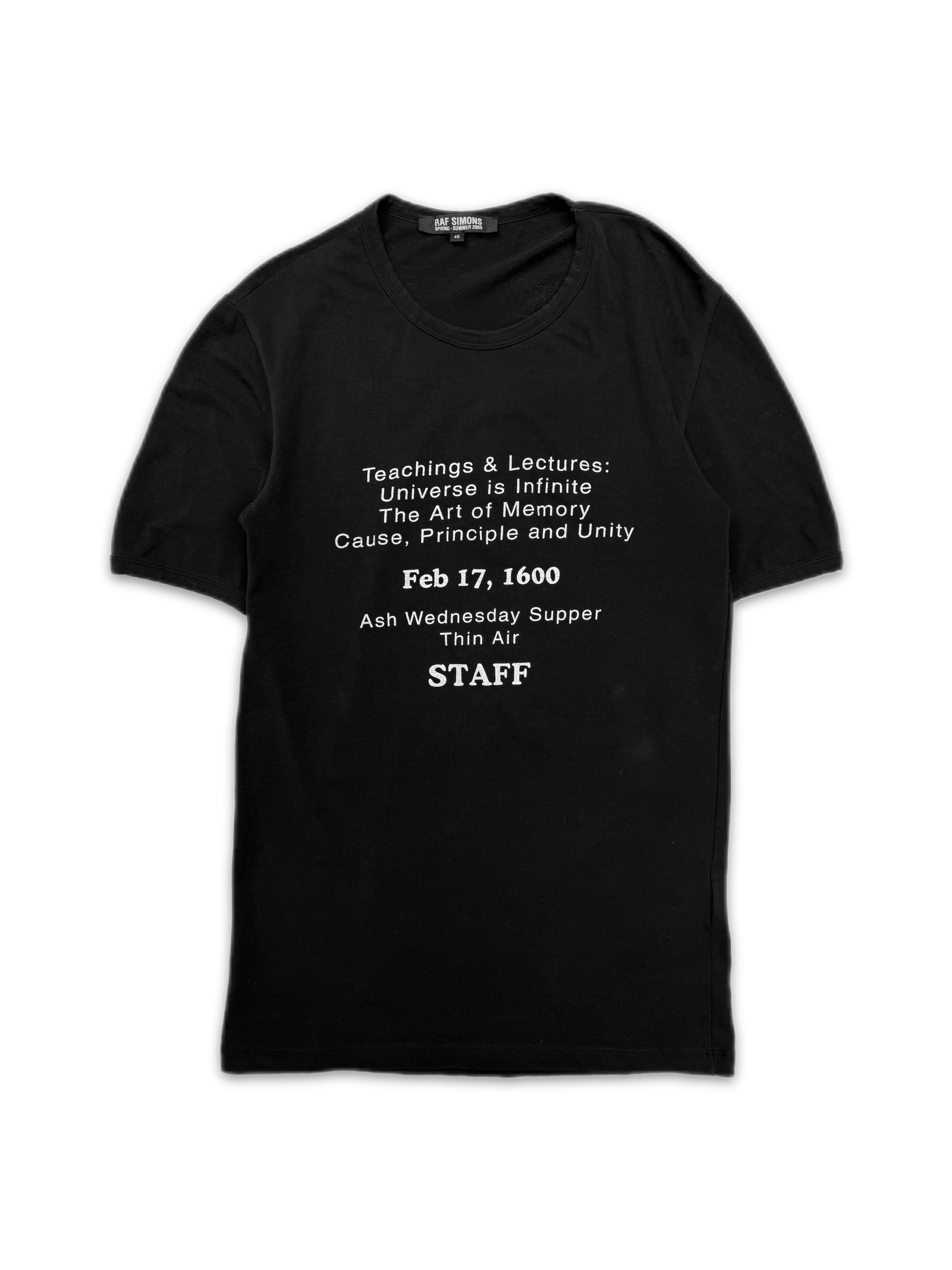 SS05 Raf Simons ‘Universe is Infinite’ Staff Black T-Shirt