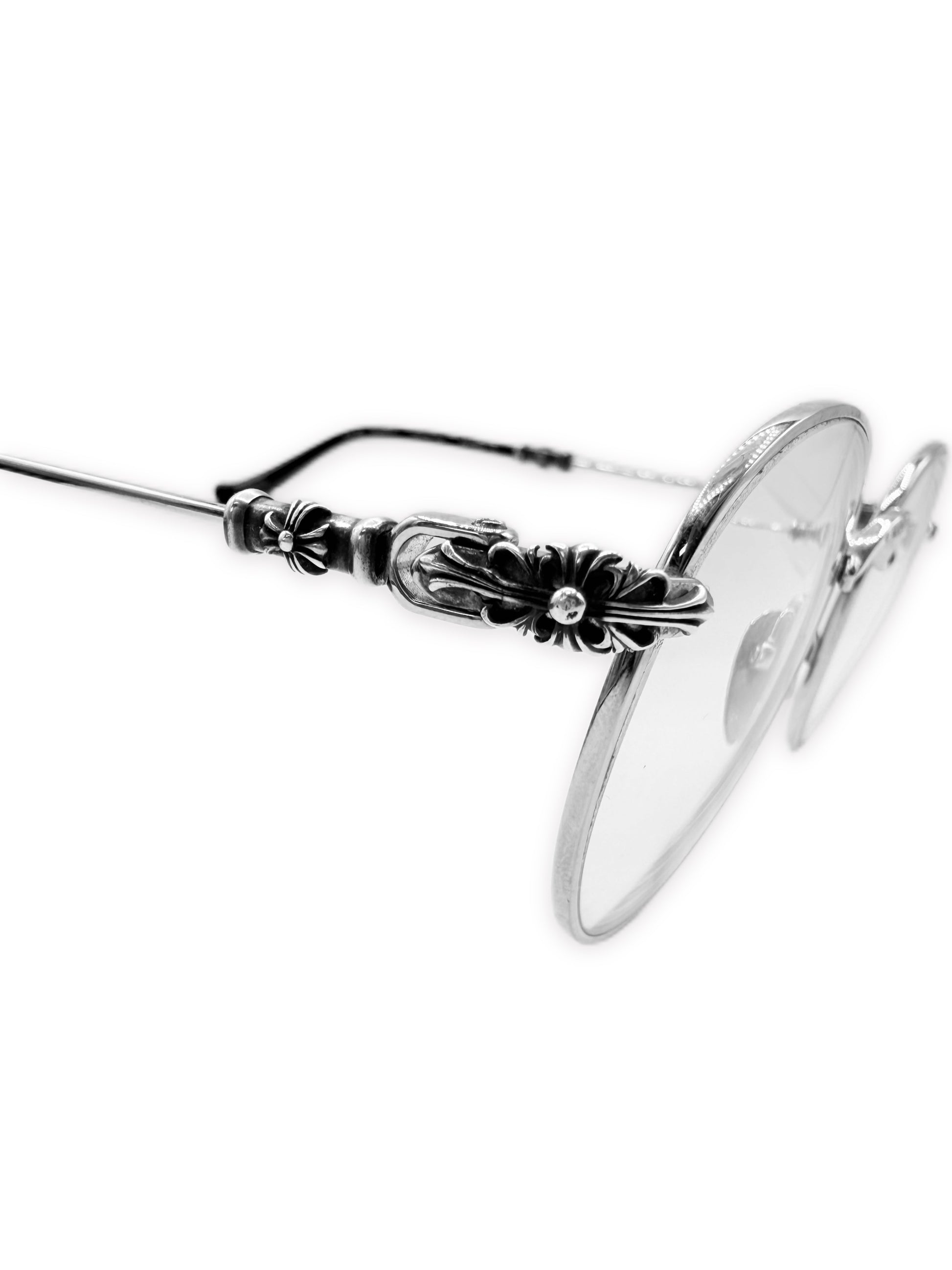 Chrome Hearts ‘Bubba-A’ White Gold Plated Silver Floral Prescription Glasses