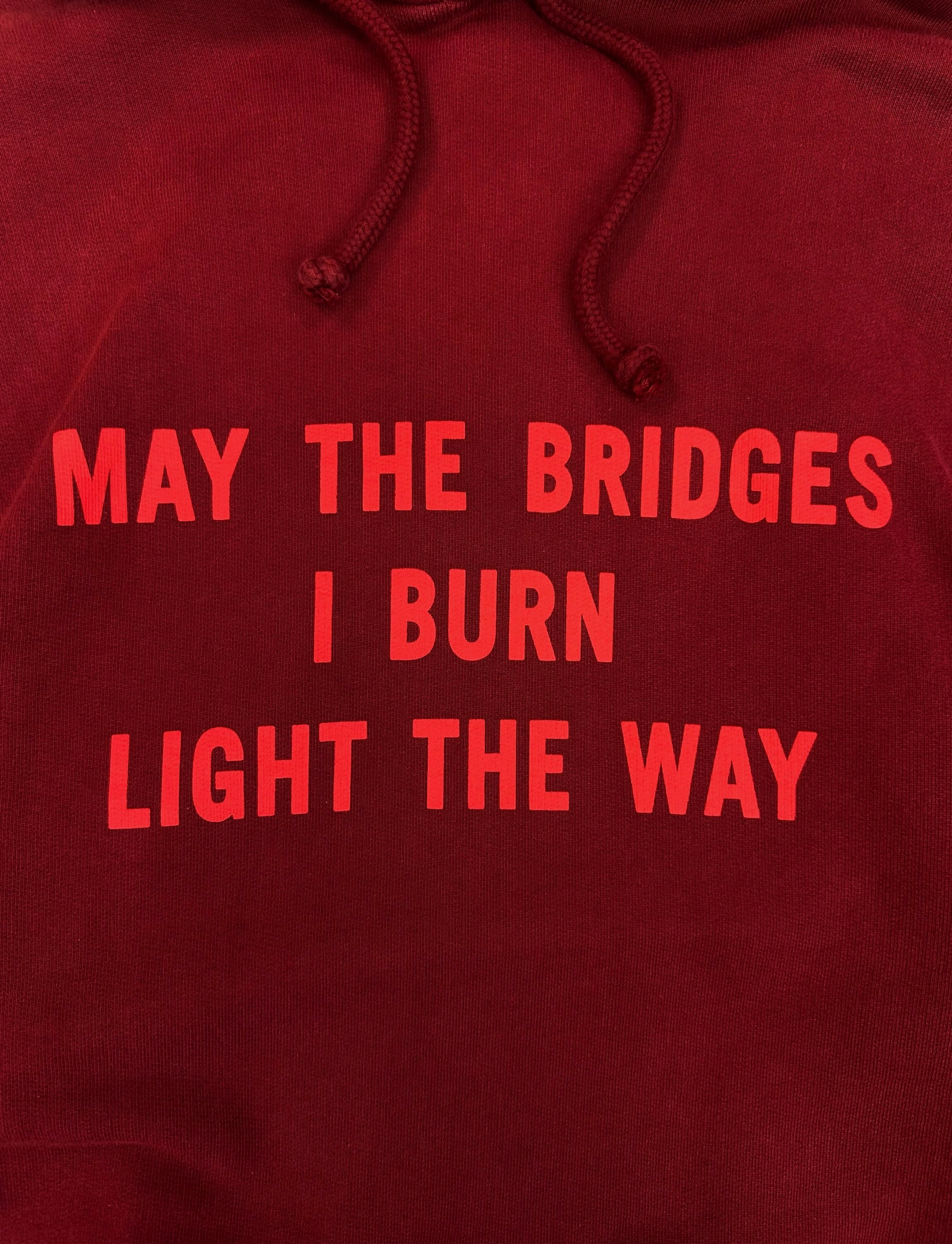 AW17 Vetements Homme ‘Bridges I Burn’ Burgundy Slogan Hoodie