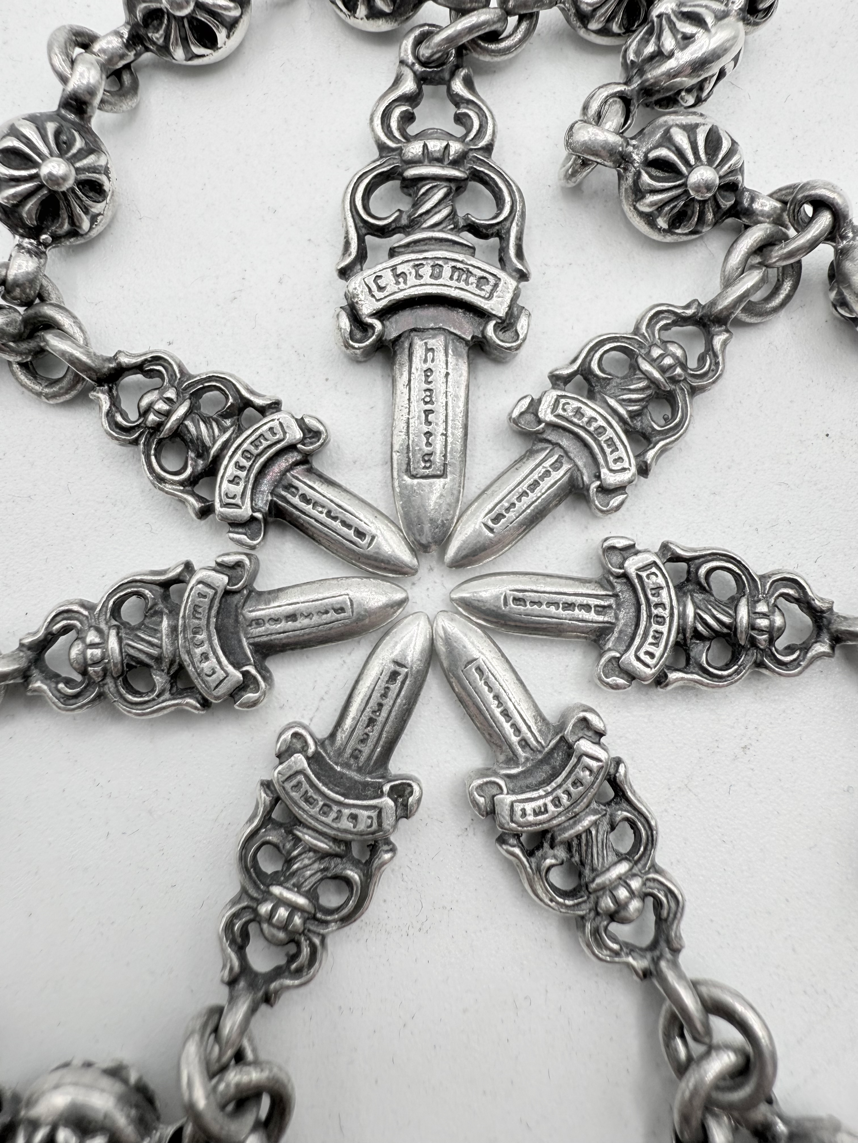 Chrome Hearts 28 in Dagger Pendant Cross Ball Wallet Chain