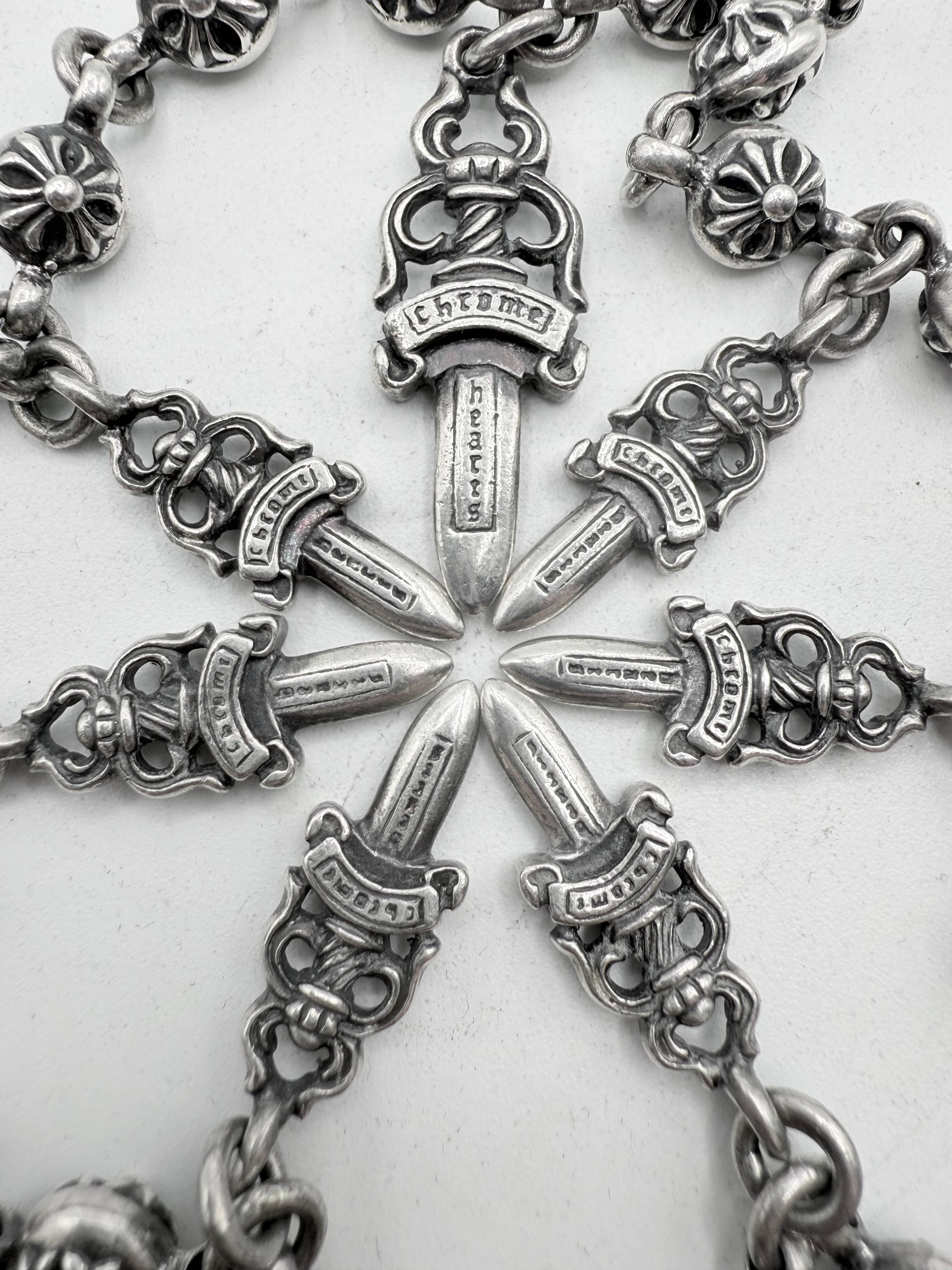 Chrome Hearts 28 in Dagger Pendant Cross Ball Wallet Chain