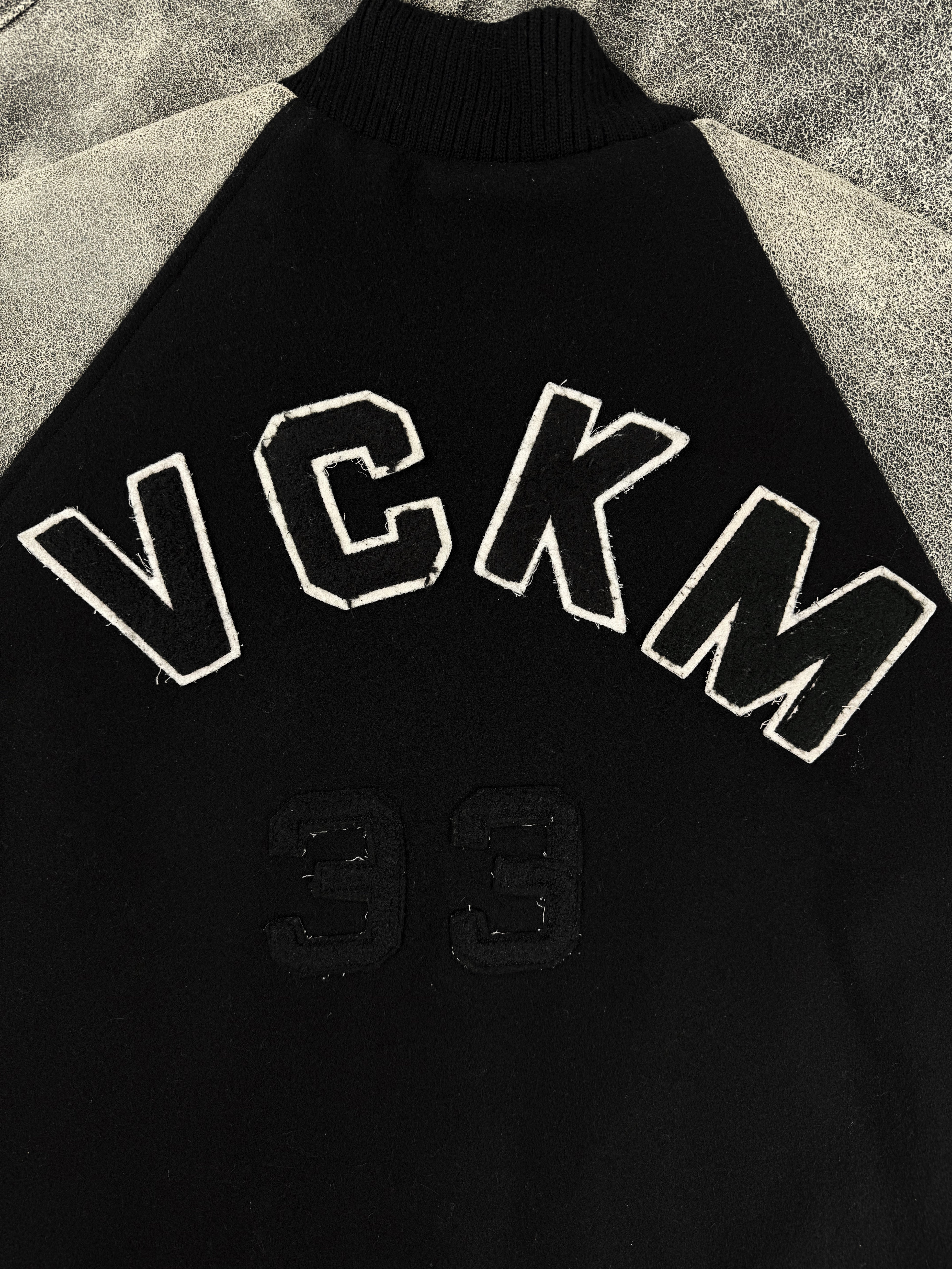 AW02 Raf Simons Virginia Creeper Blistered Leather Collegiate Varsity Jacket