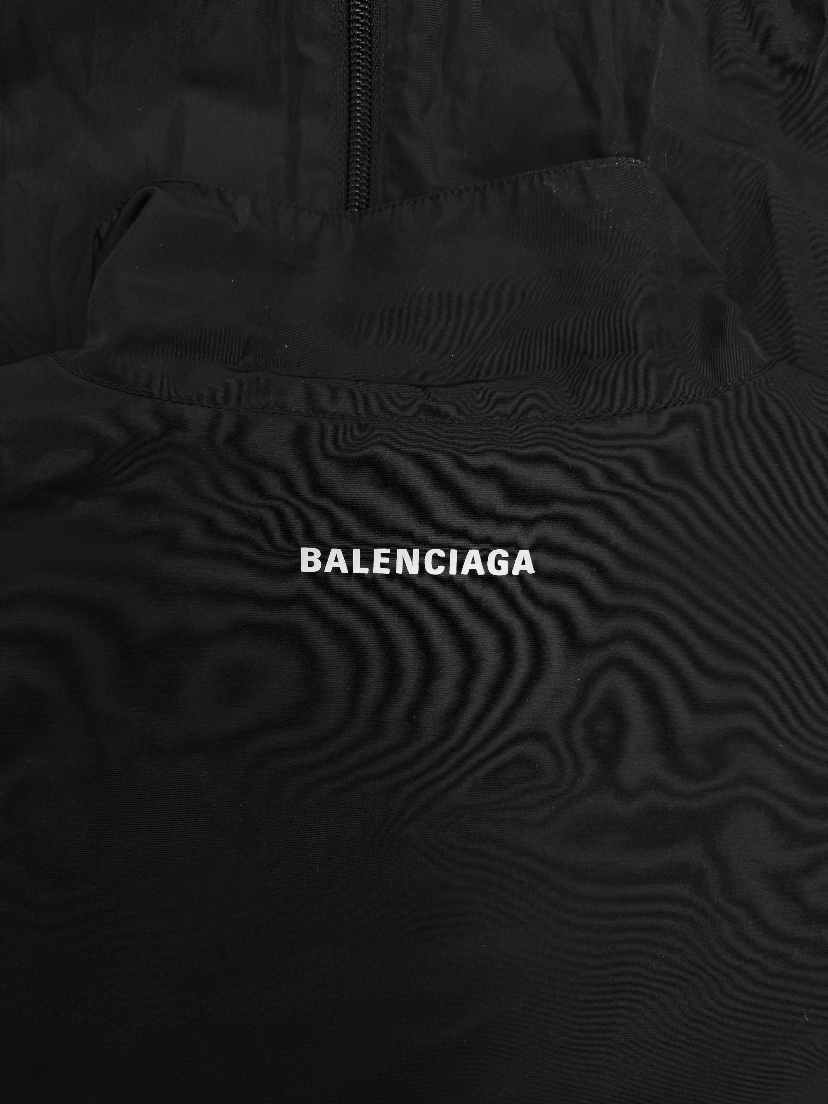 AW22 Balenciaga Activewear Collar Logo Black Nylon Oversized Jacket