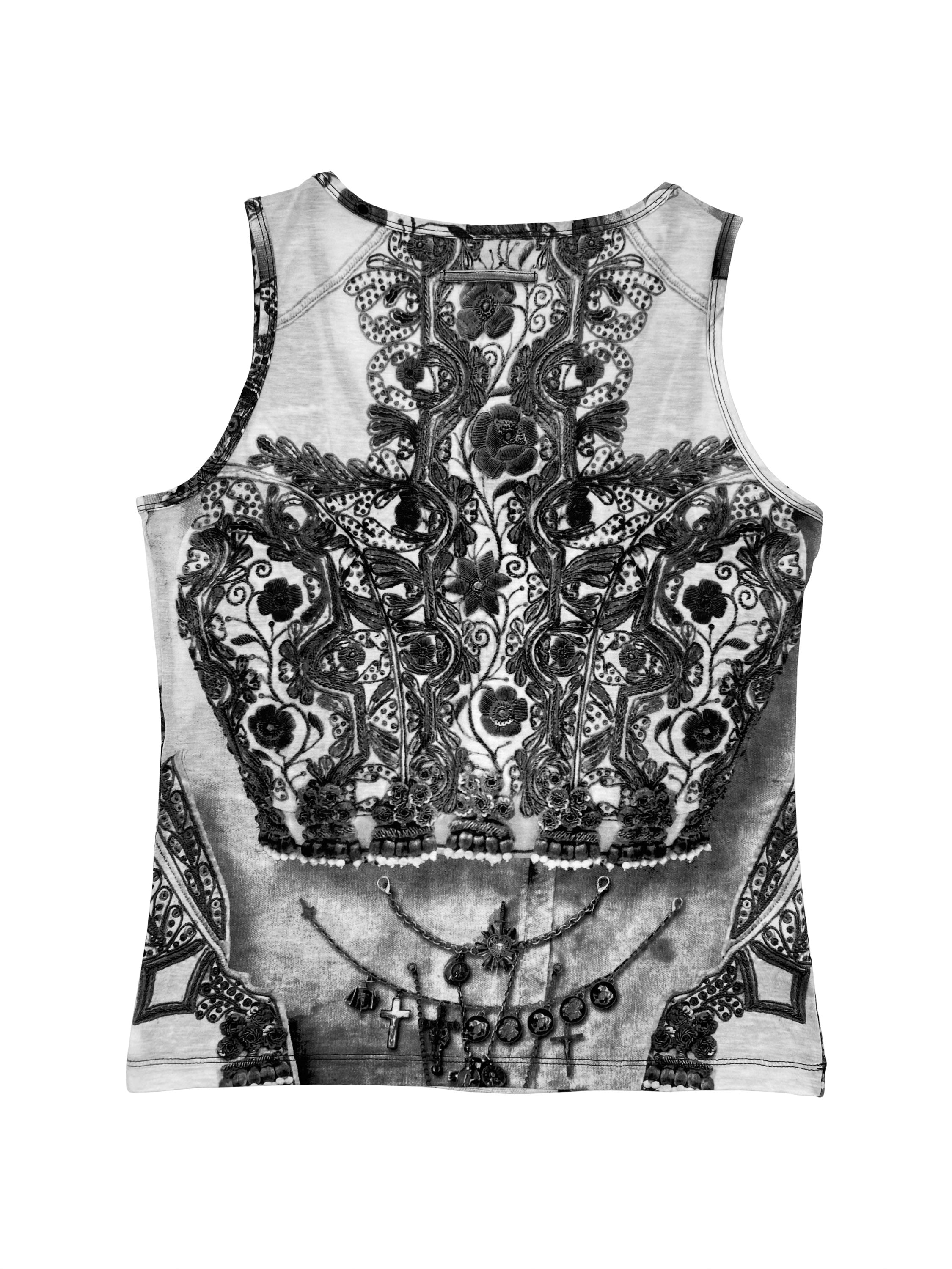 90’s Jean Paul Gaultier Trompe L’Oeil Chained Flora Tank Top
