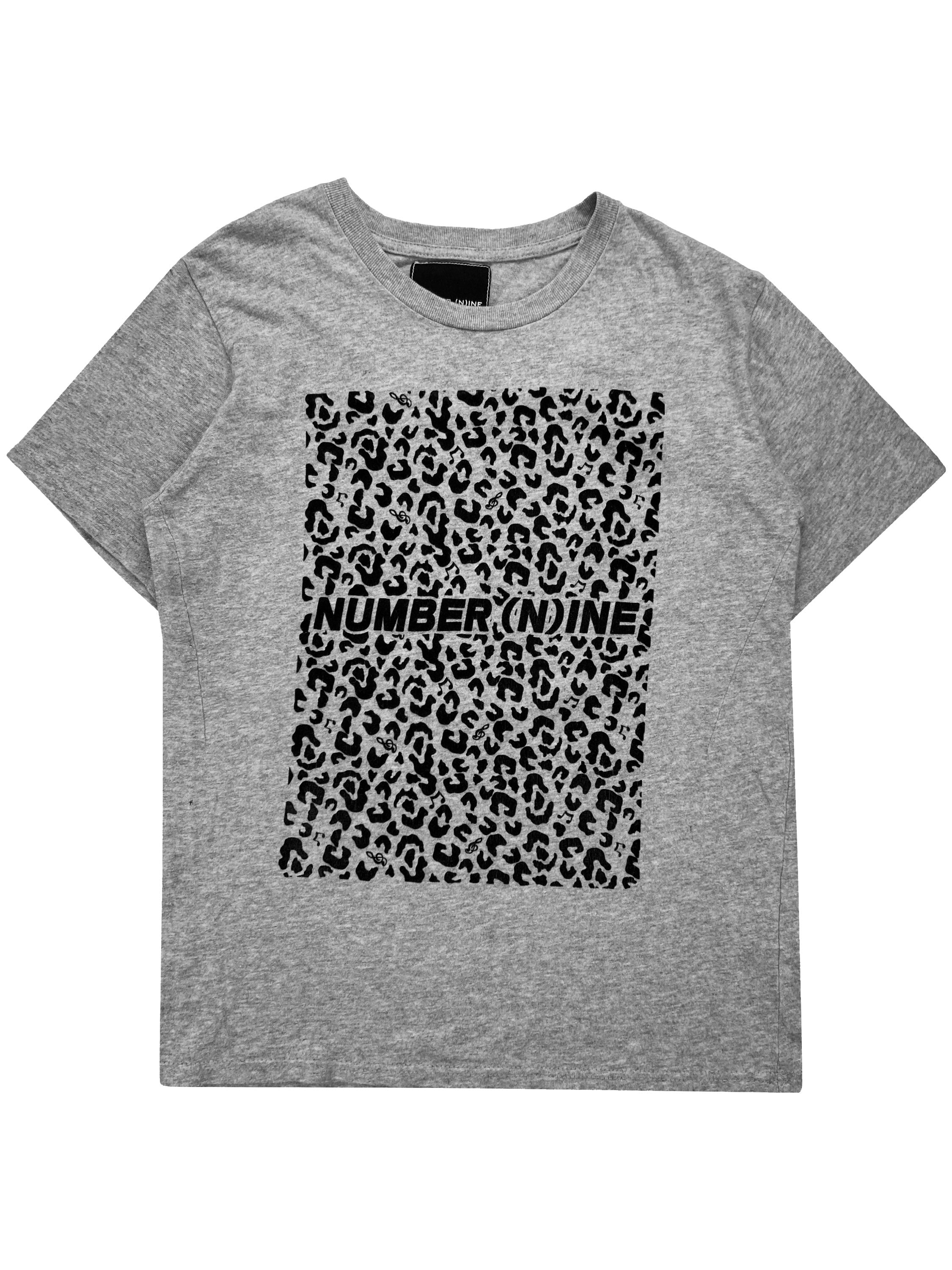 Number (N)ine Cheetah Print Heather Grey Logo T-Shirt