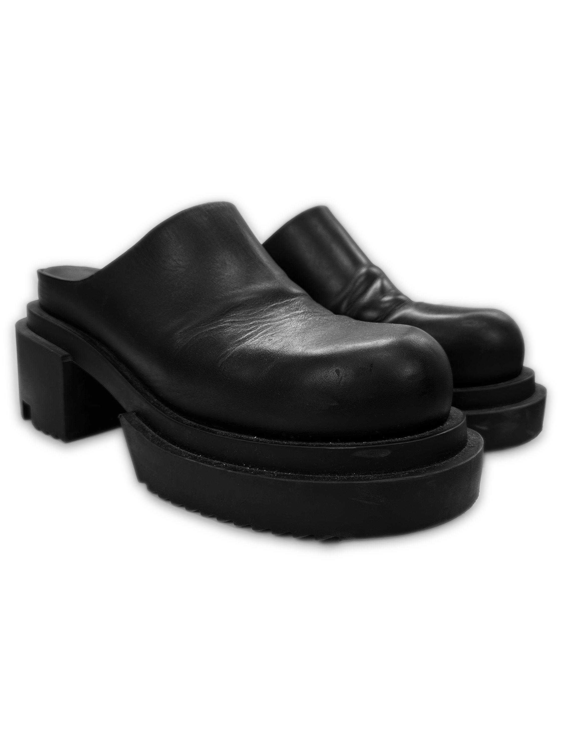 Rick Owens ‘Bogun’ Black Leather Platform Slip-on Loafers