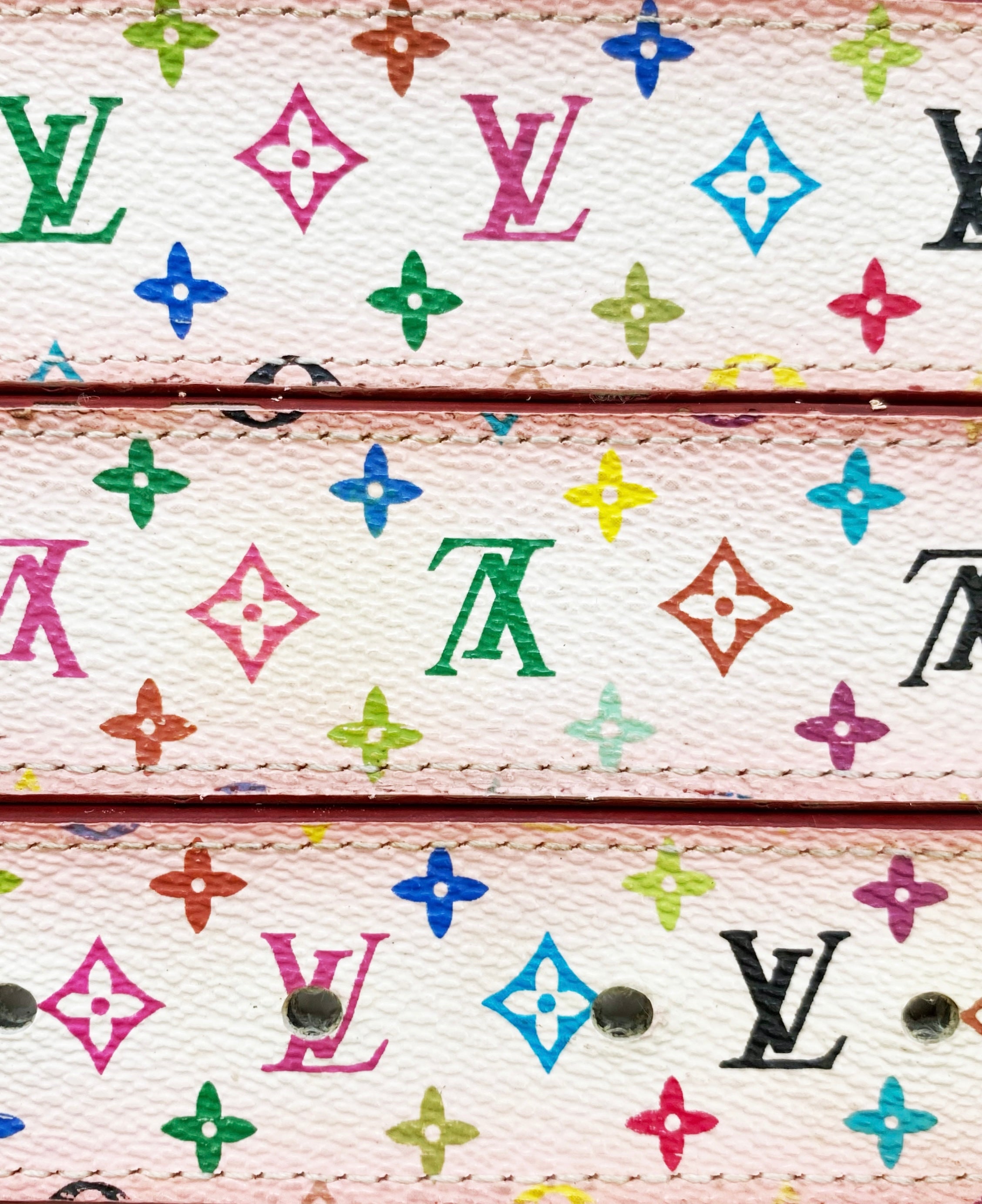 SS03 Louis Vuitton x Takashi Murakami Rainbow Monogram Print Belt