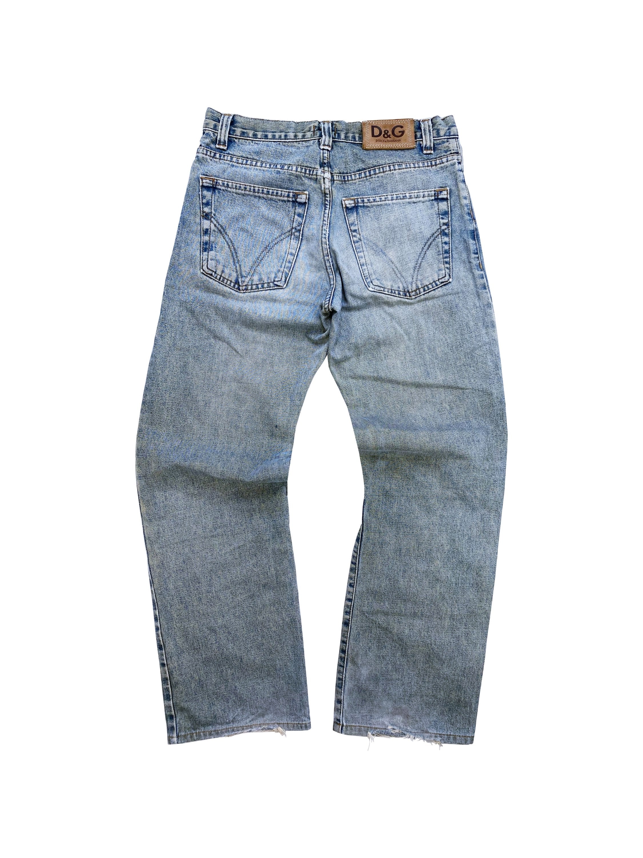 Dolce &amp; Gabbana Light Wash Distressed 5 Pocket Denim Jeans