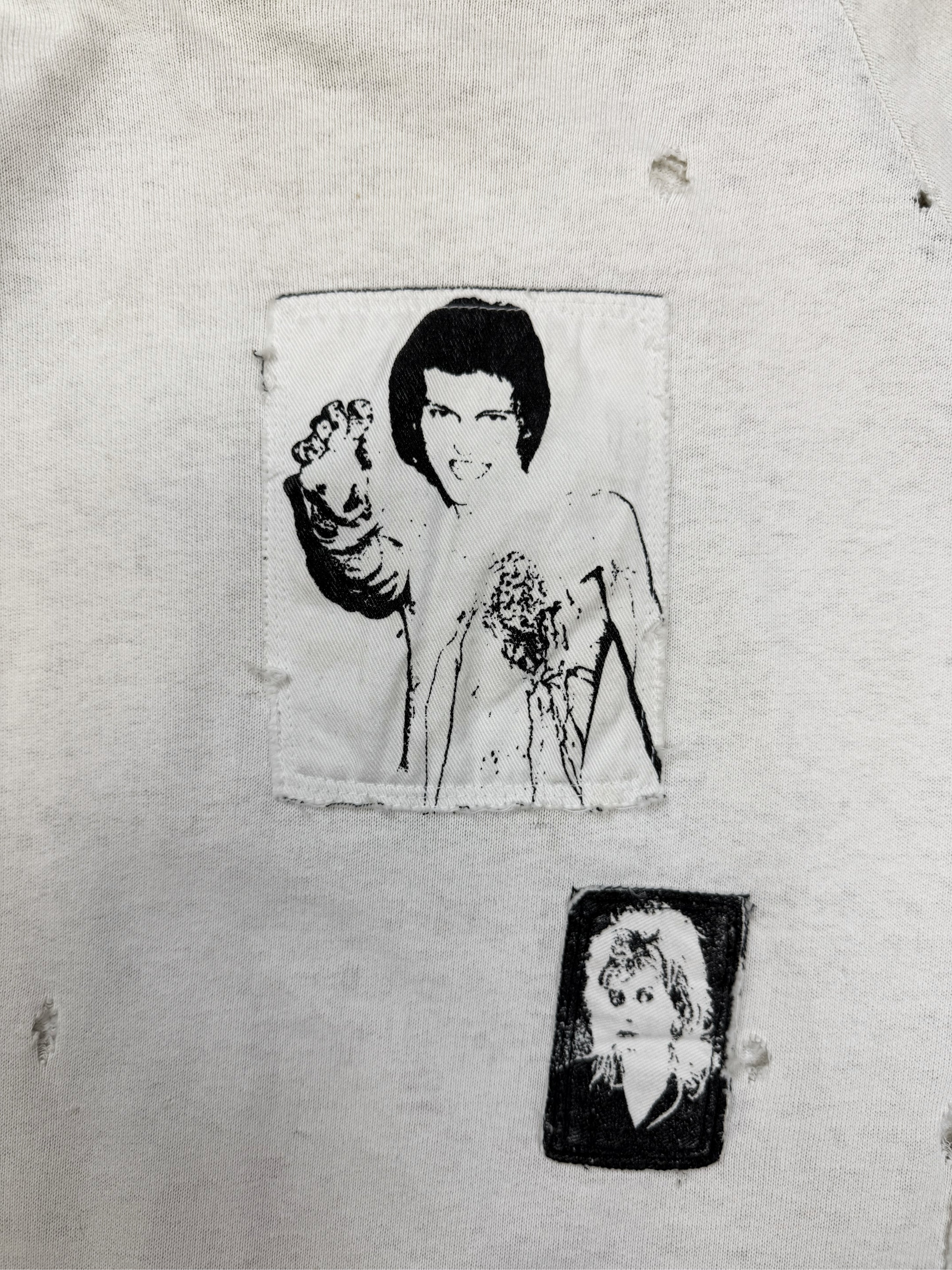 AW01 Raf Simons ‘Riot Riot Riot’ White Patchwork Crewneck