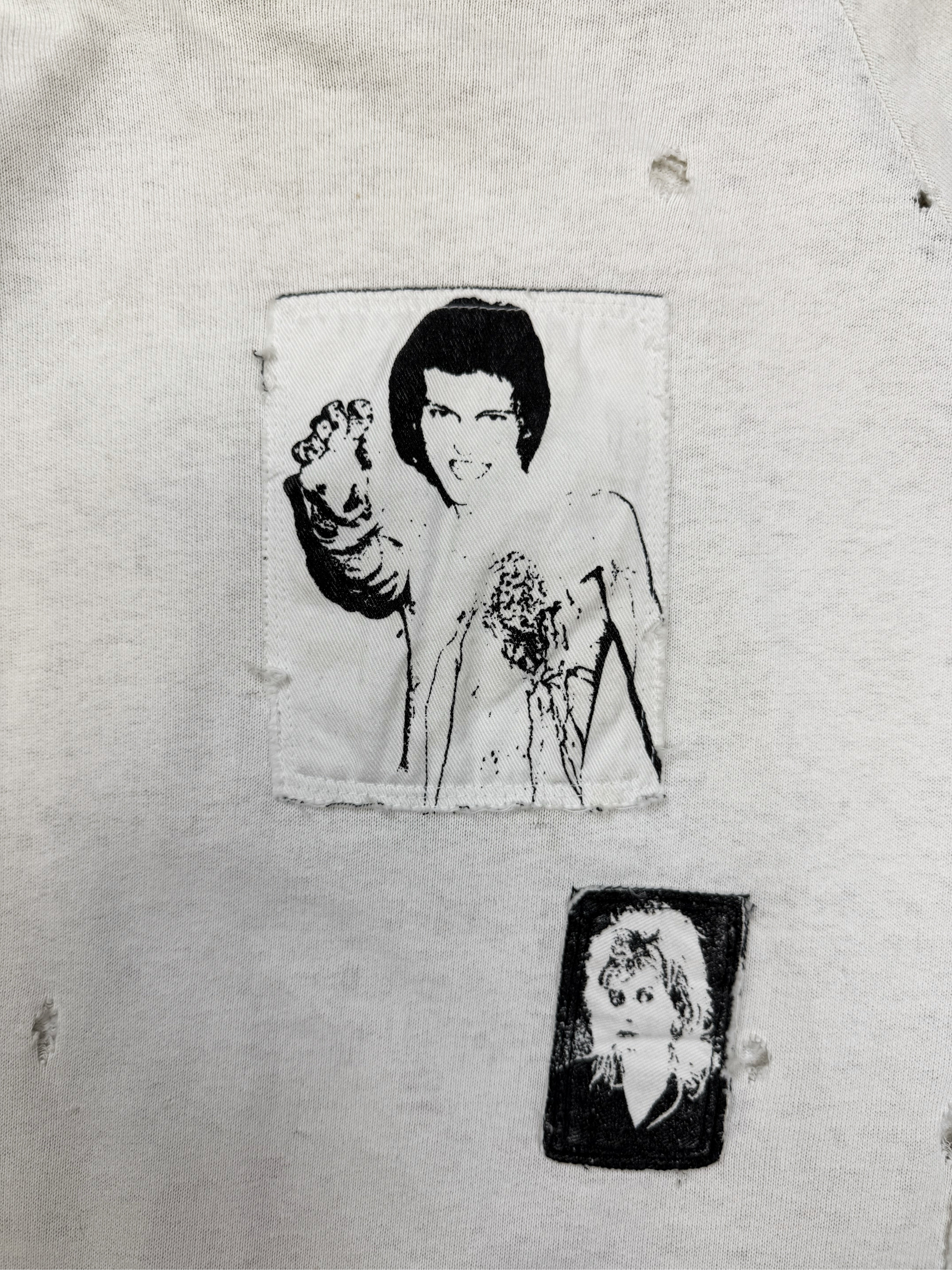 AW01 Raf Simons ‘Riot Riot Riot’ White Patchwork Crewneck