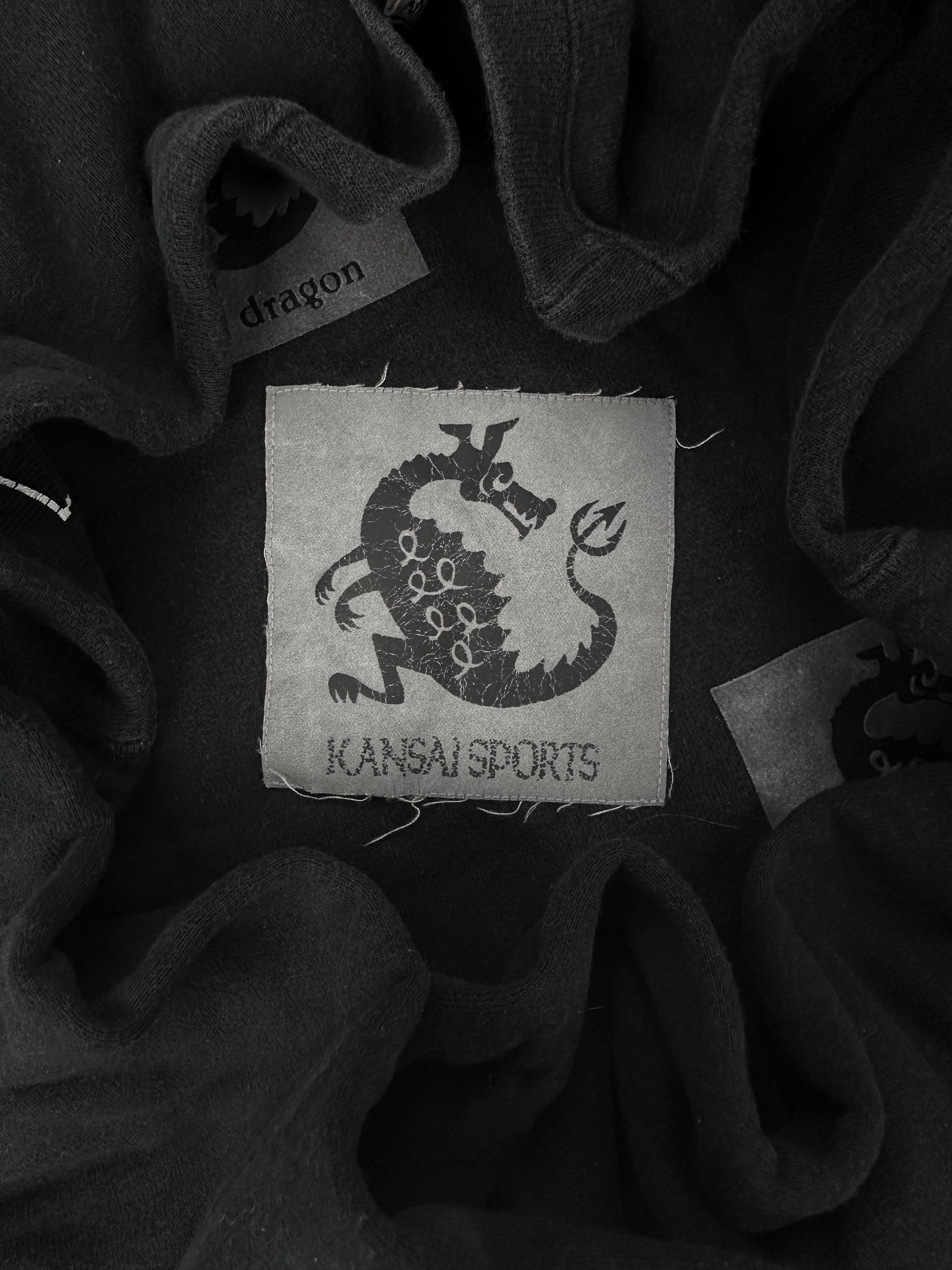 90s Kansai Yamamoto ‘Great Dragon’ Black Patchwork Crewneck