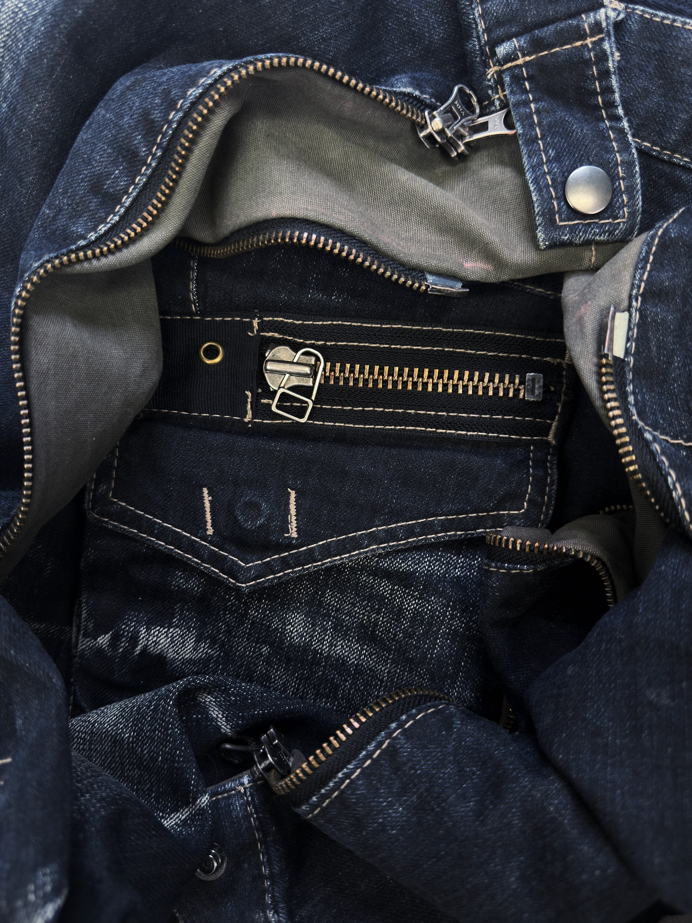 00s PPFM Blue Two-Tone ‘Multi-zip’ Flared Cargo Denim