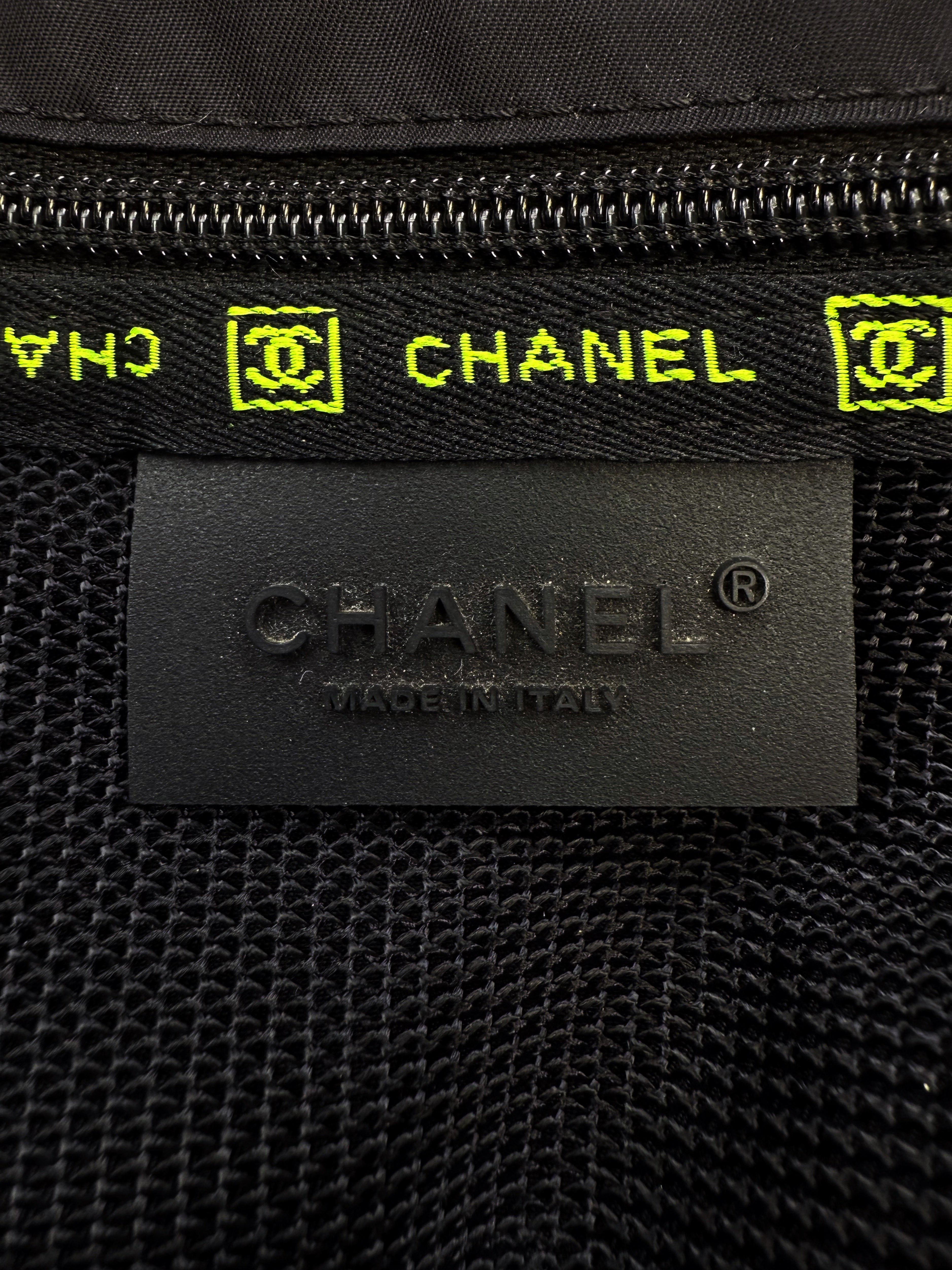 2005 Chanel Sport Neon Green Nylon Logo Backpack