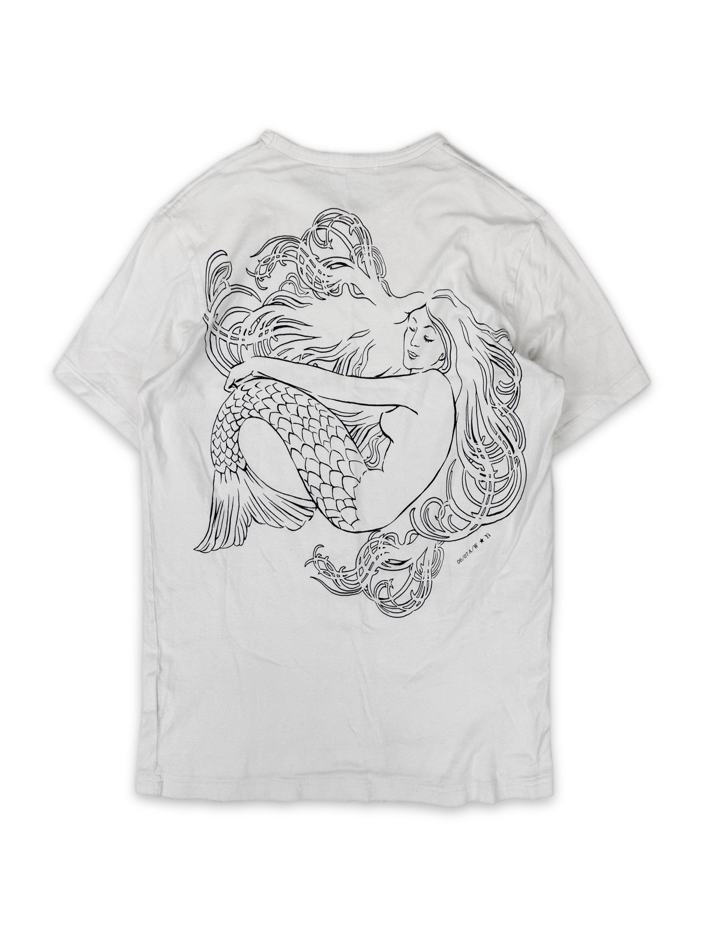 AW06 Yohji Yamamoto Y’s for Men ‘Mermaid’ Back Graphic T-Shirt