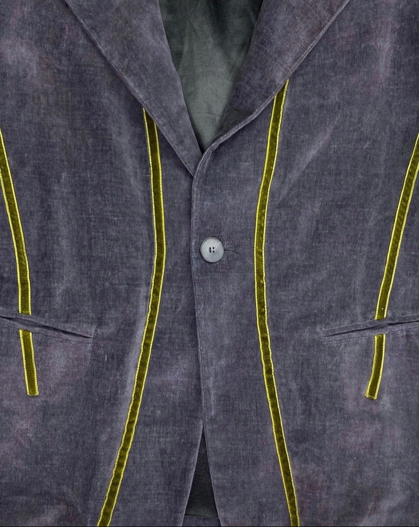 Haider Ackermann Velour Trim Contrast Stitch Plum Blazer