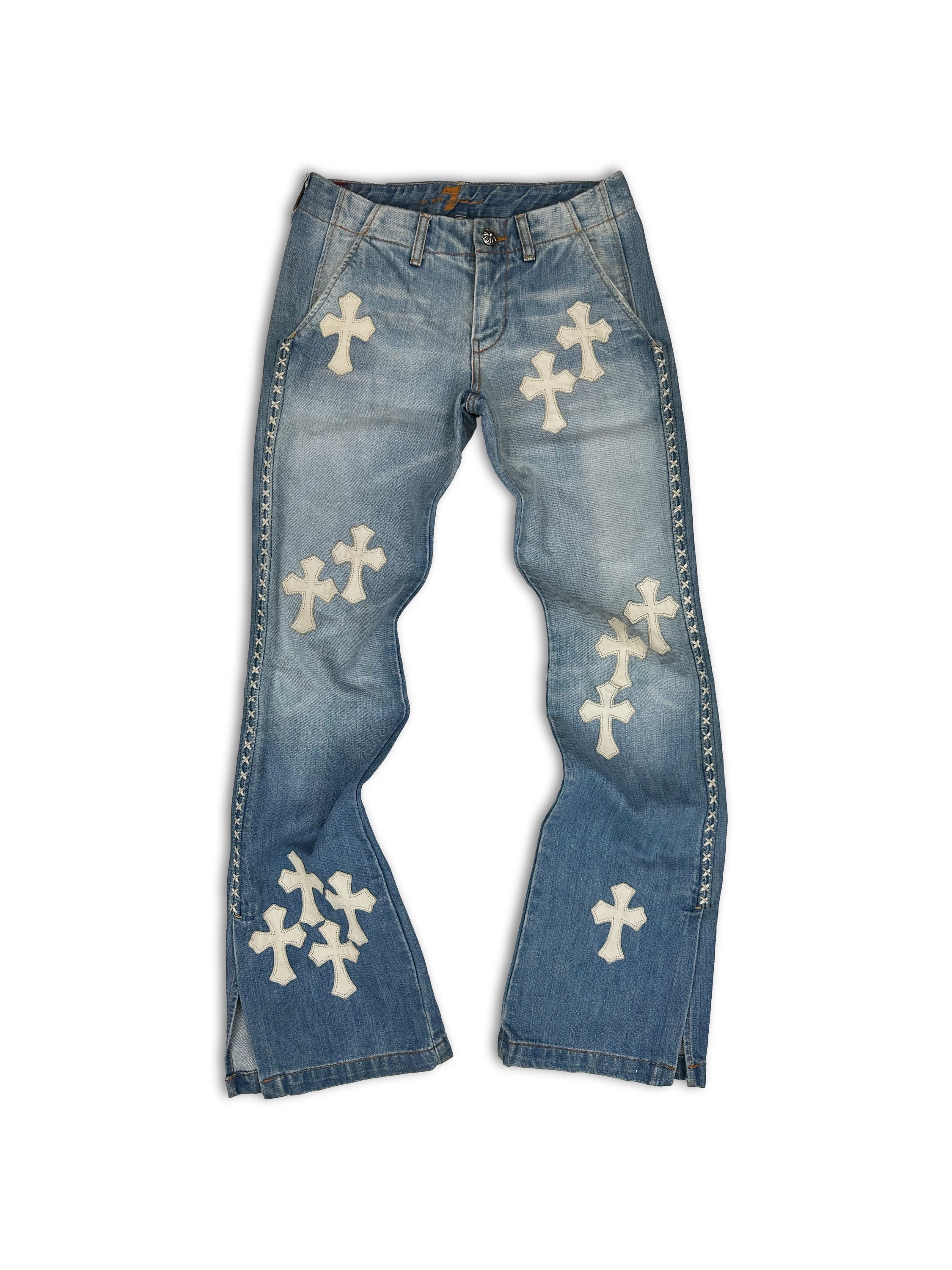 00s Chrome Hearts 1/1 Custom ‘13 Patch’ Flared Cross Denim