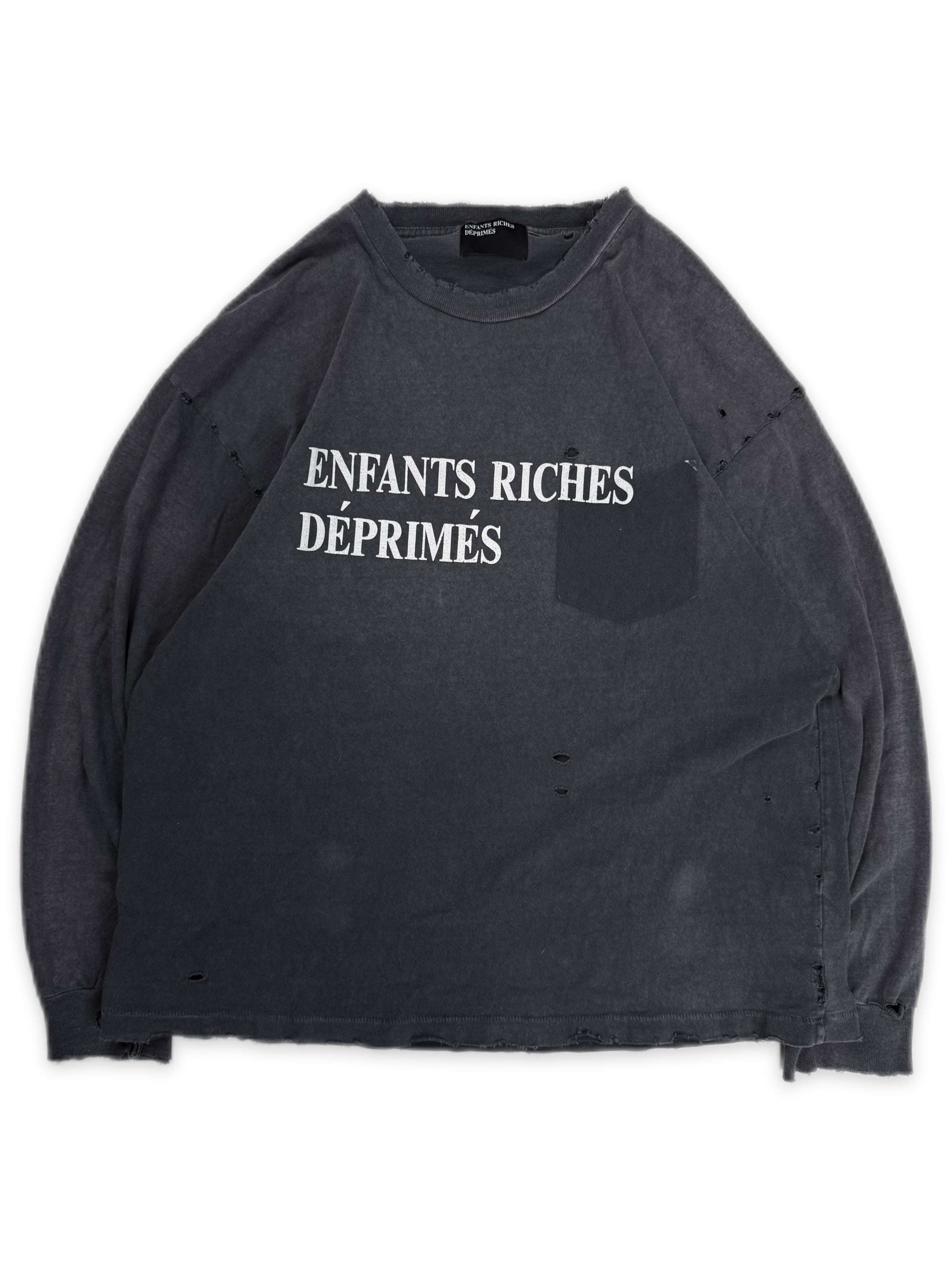 Enfants Riches Deprimes Reconstructed Faded Logo Long Sleeve