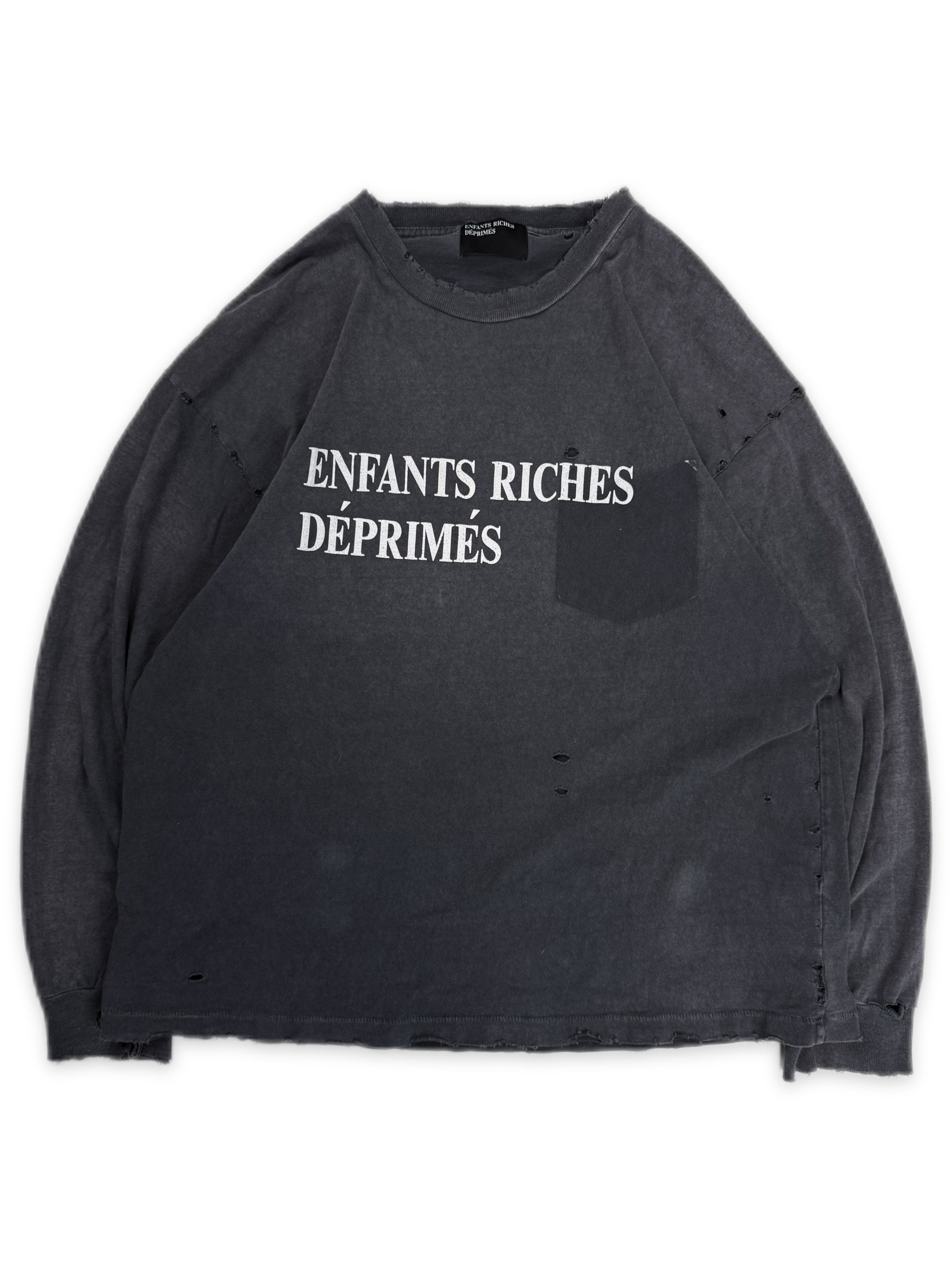 Enfants Riches Deprimes Reconstructed Faded Logo Long Sleeve