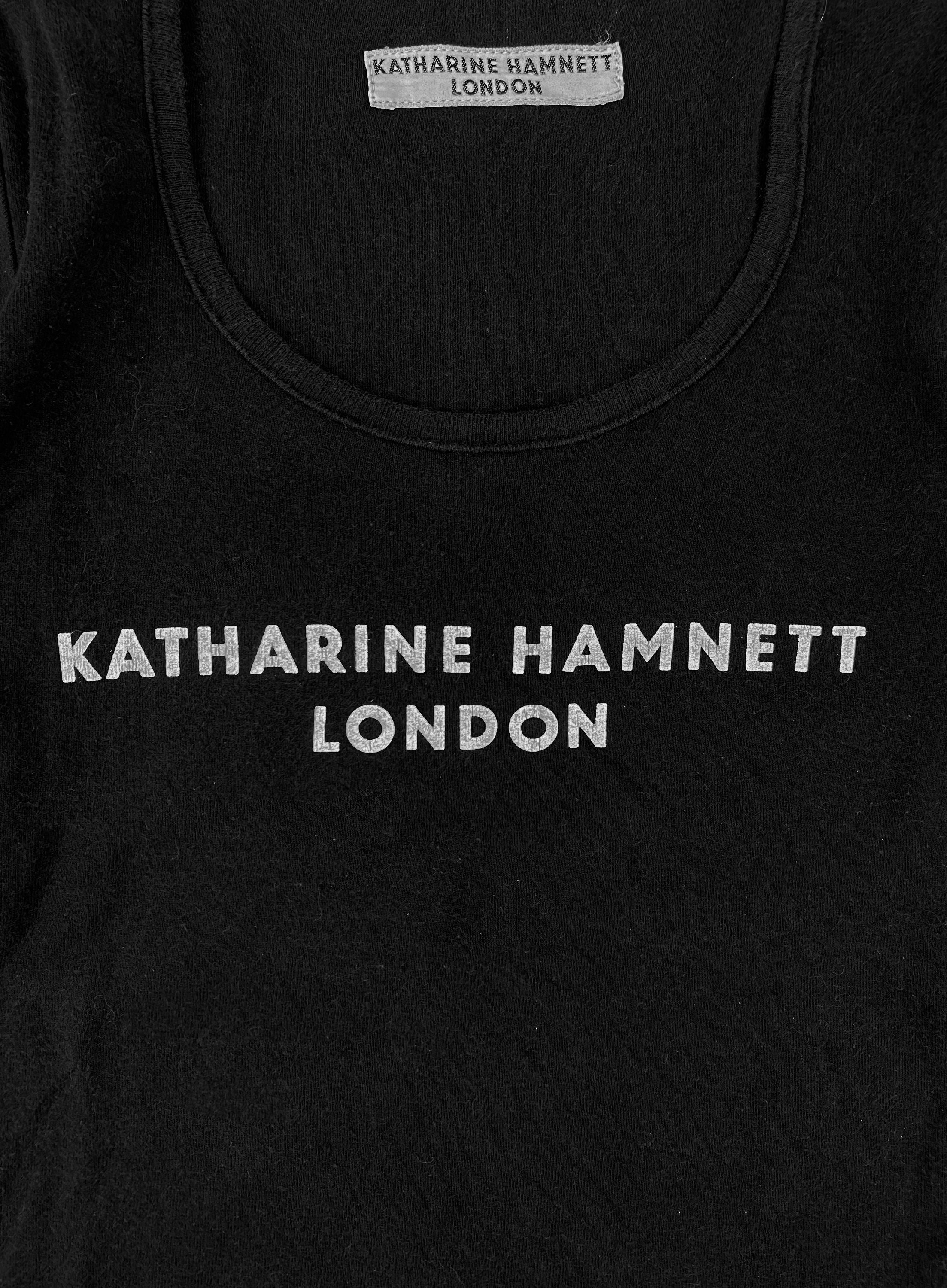 Katharine Hamnett Fitted Chest Spellout Logo Black T-Shirt