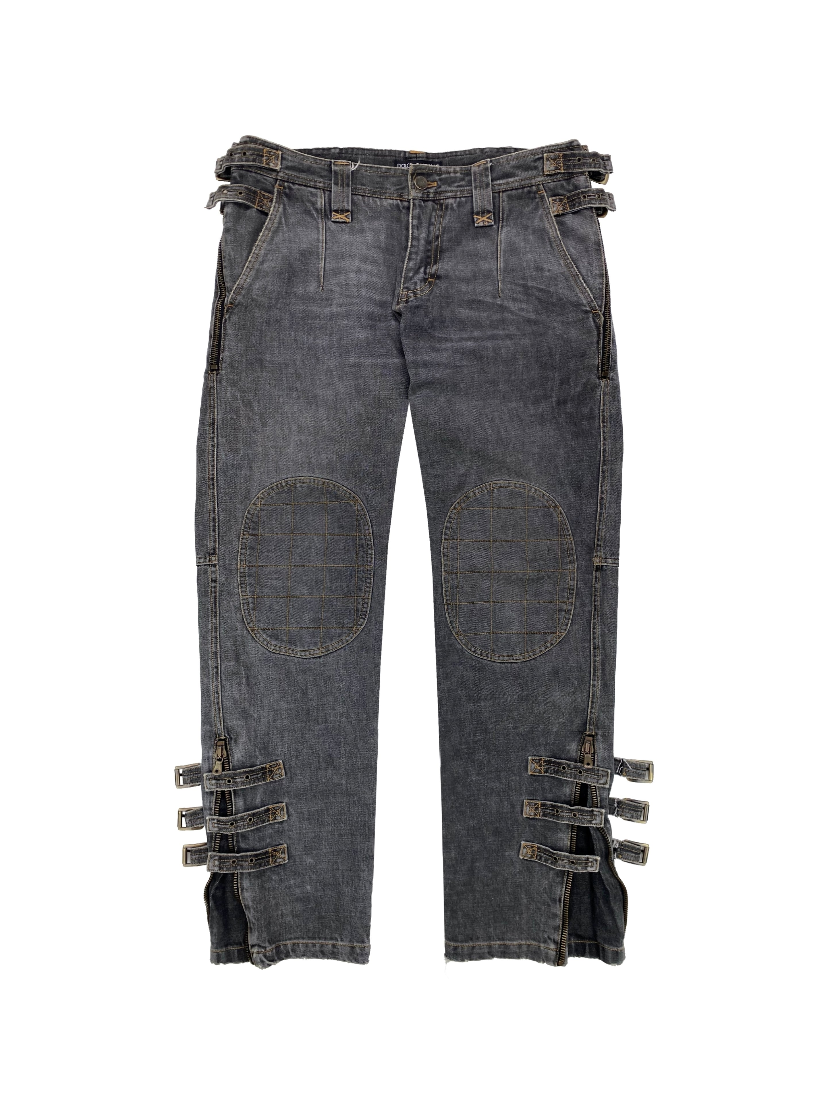 AW03 Dolce & Gabbana Bondage Strap Reinforced Flared Denim