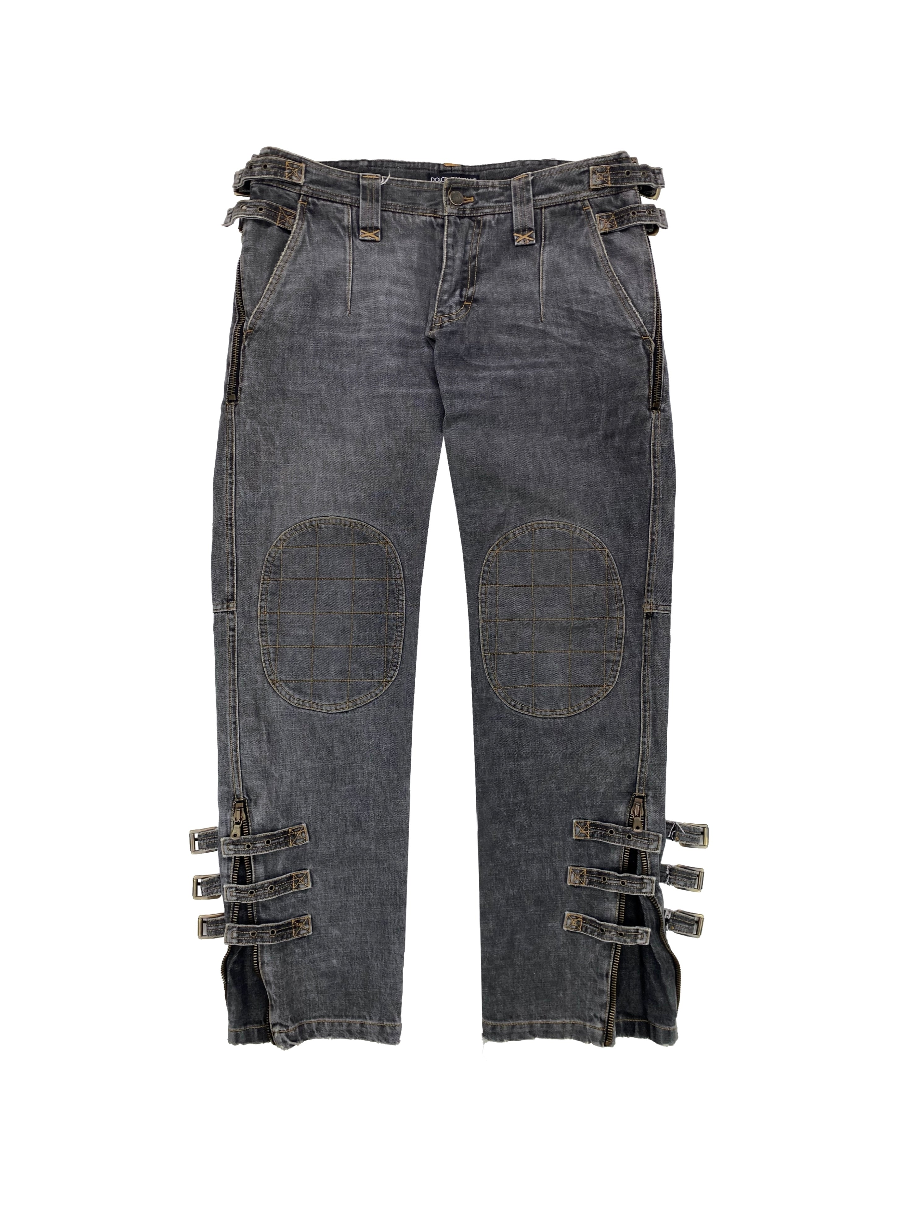 AW03 Dolce &amp; Gabbana Bondage Strap Reinforced Flared Denim