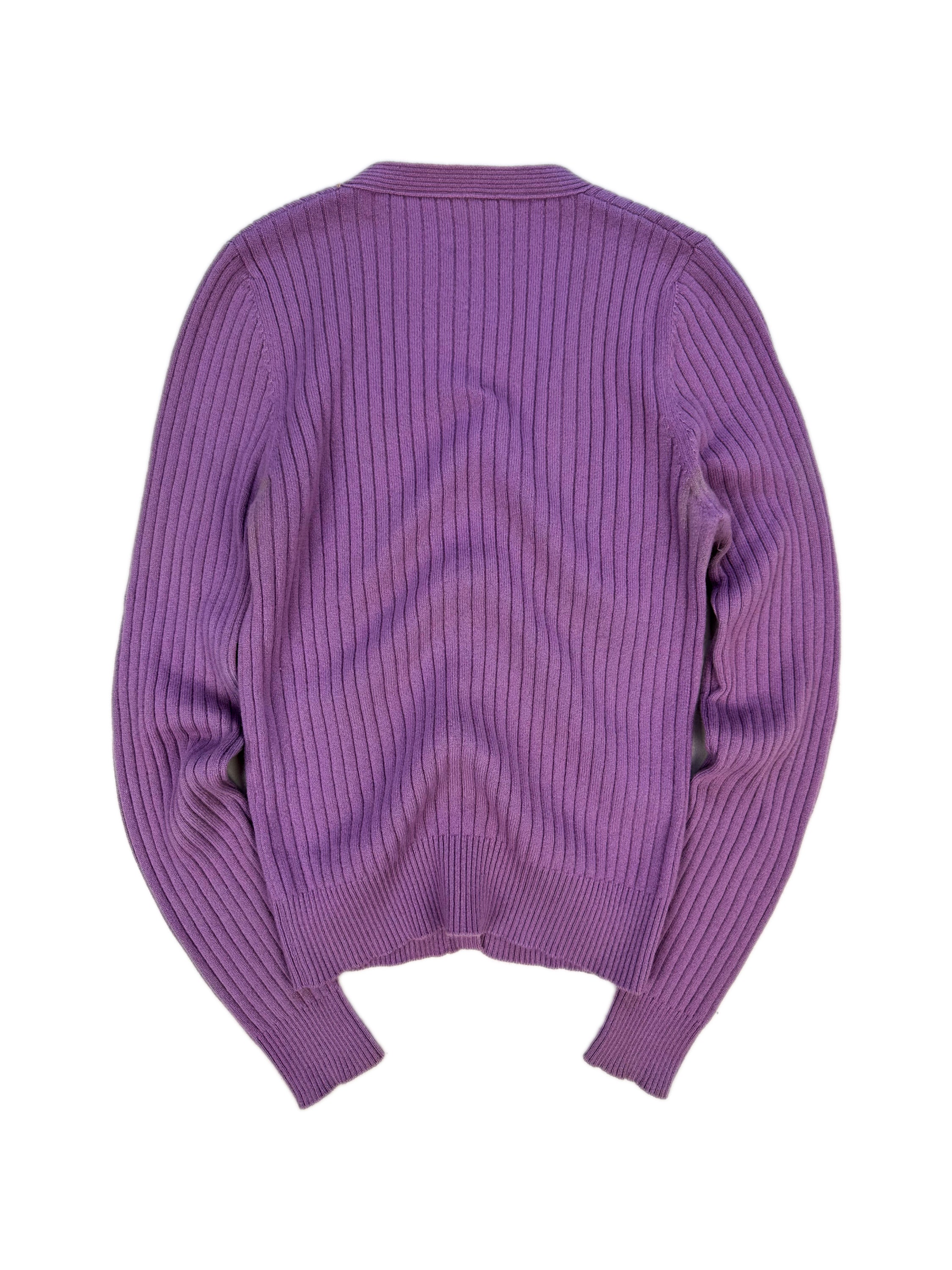 Prada Lilac Ribbed Button Down Cardigan