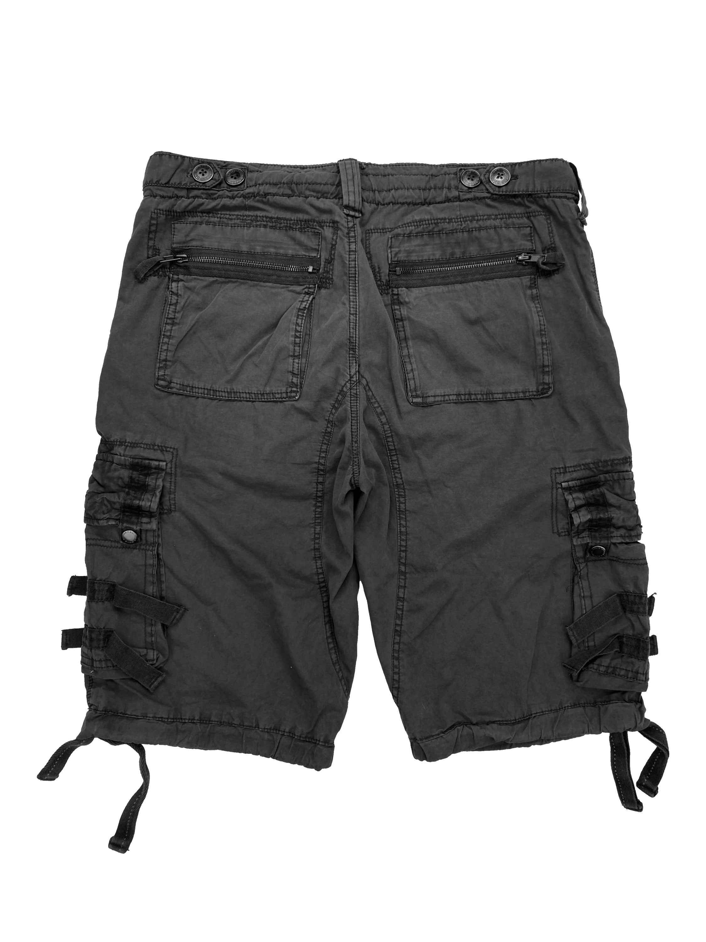 David Bitton Multi-Pocket Slate Grey Cargo Utility Shorts