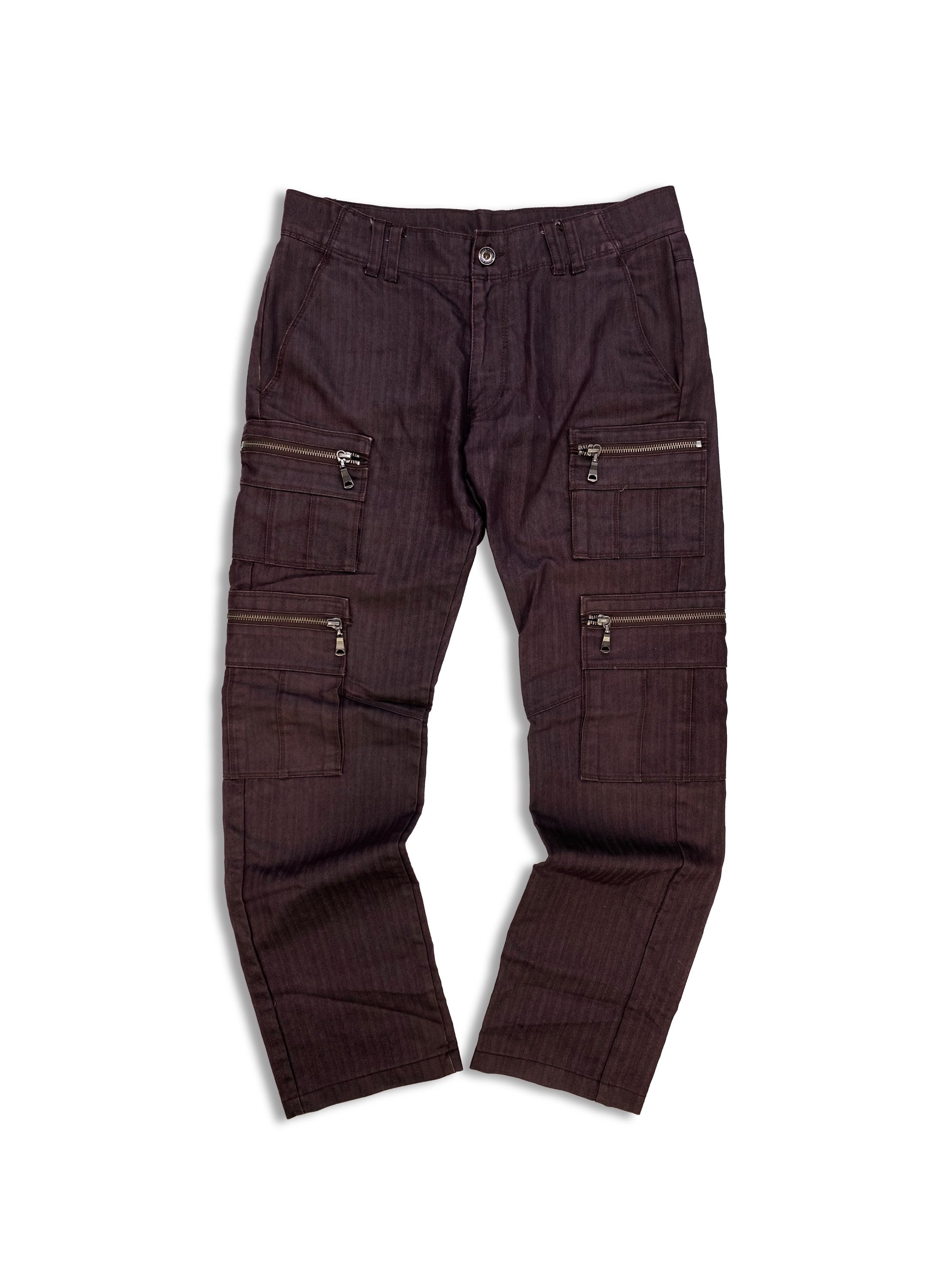 00s Semantic Design Burgundy Multi Pocket Cargo Pants