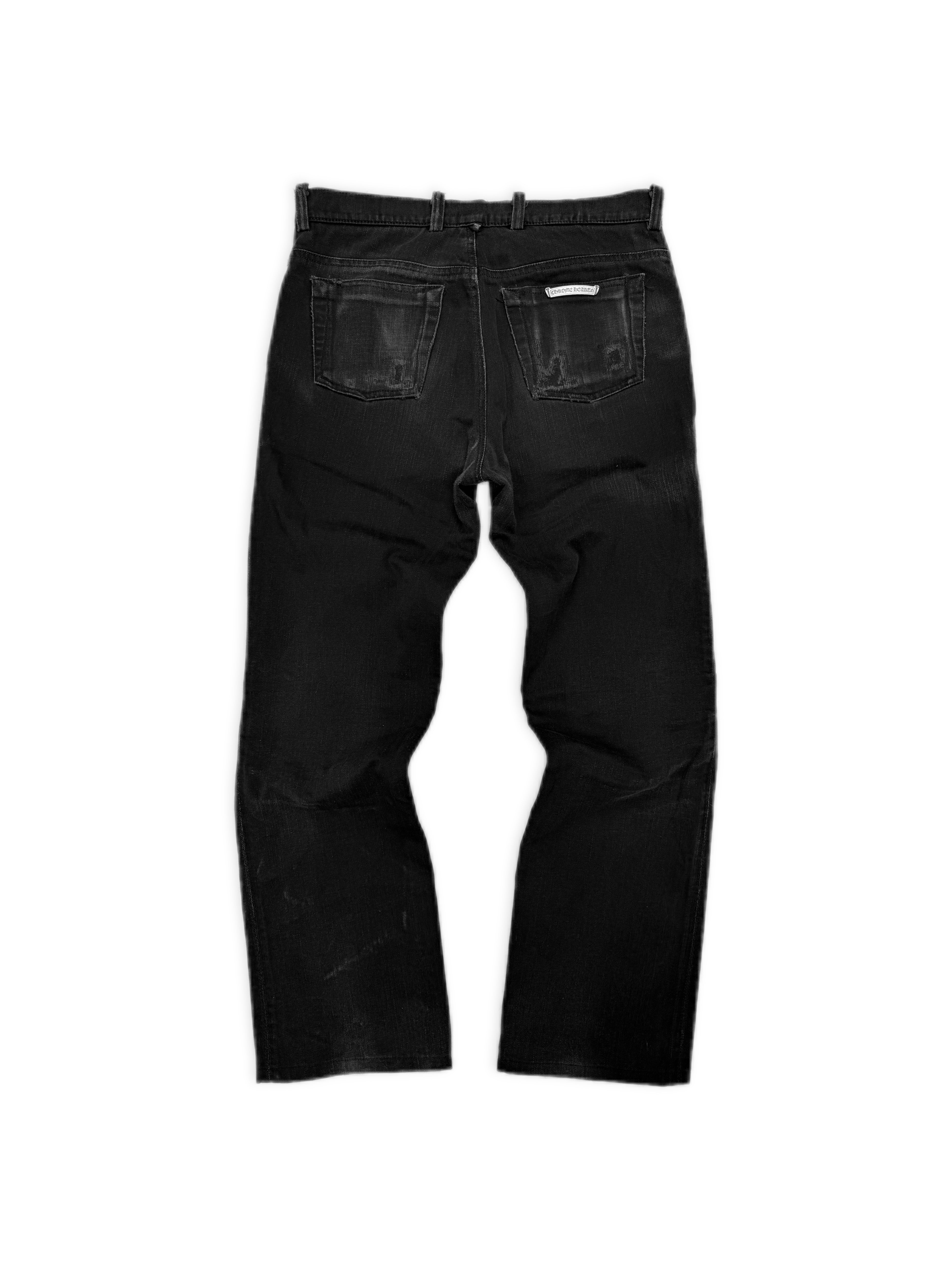 Chrome Hearts Washed Fleur Knee .925 Silver Faded Boot Cut Denim