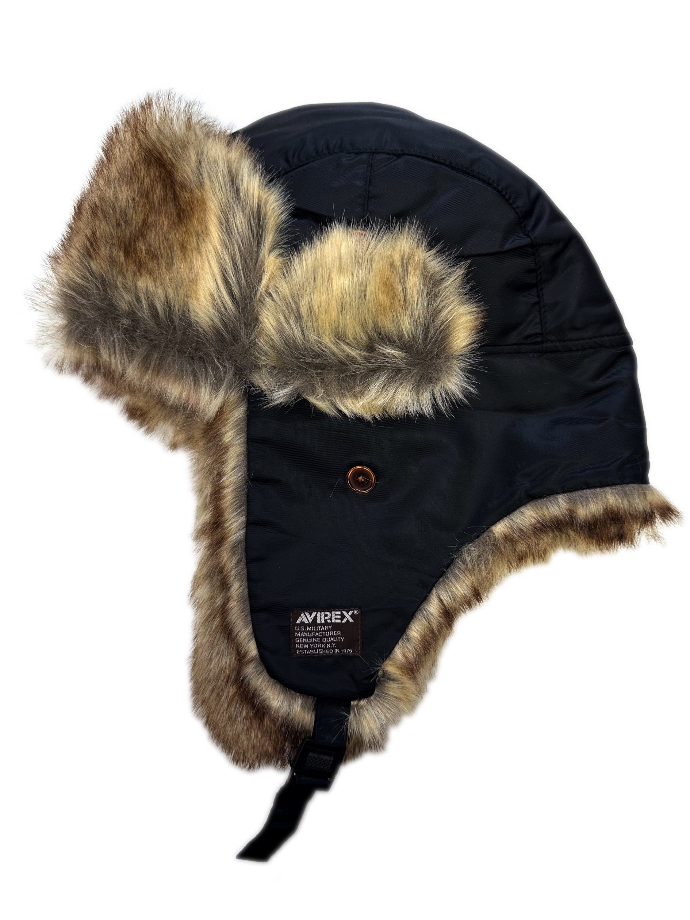 00s Avirex Faux Fur Nylon Patched Urshanka Hat