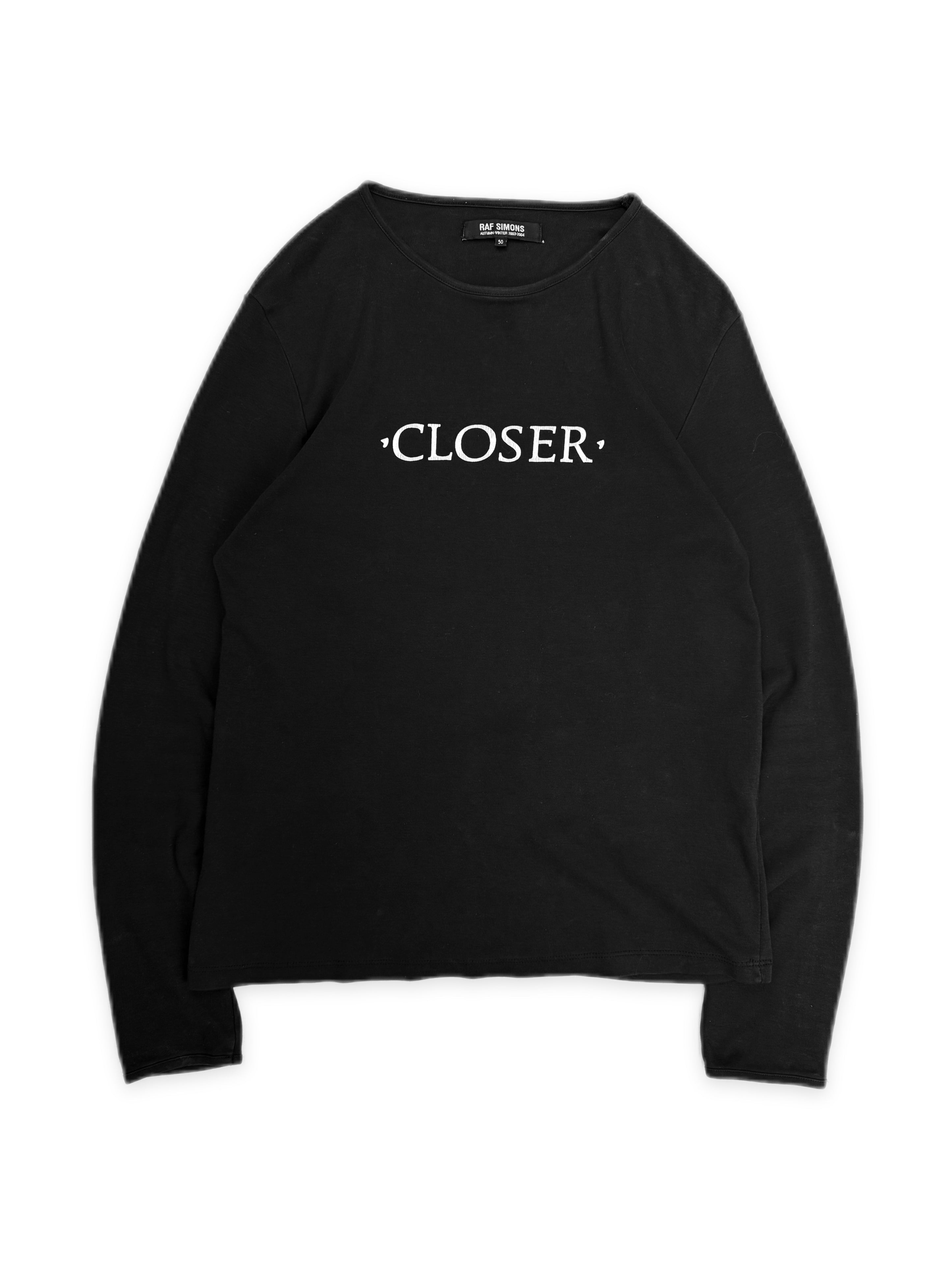 AW03 Raf Simons ‘Closer’ Chest Graphic Black Long Sleeve