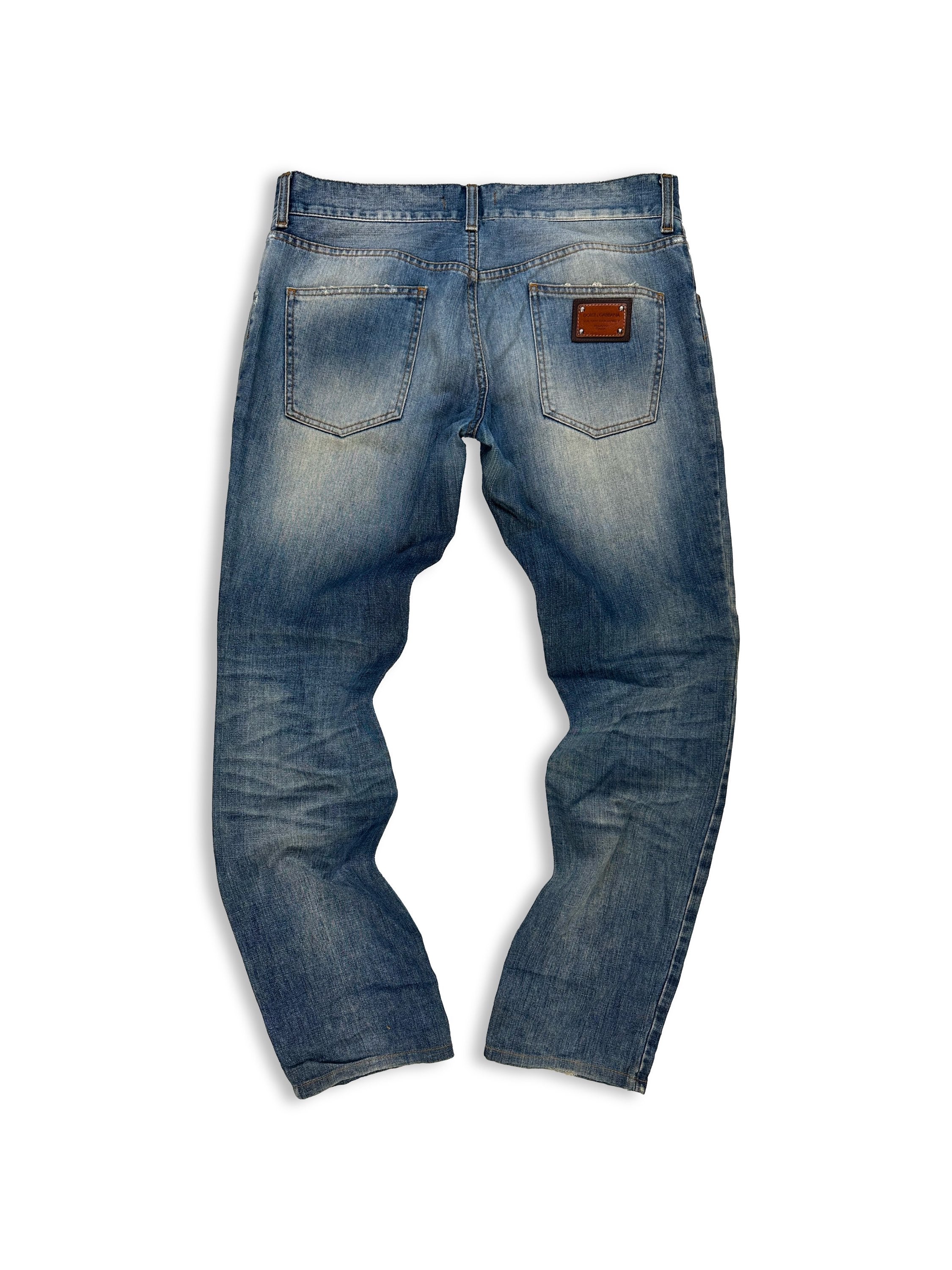 00s Dolce &amp; Gabbana Light Wash Distressed Denim