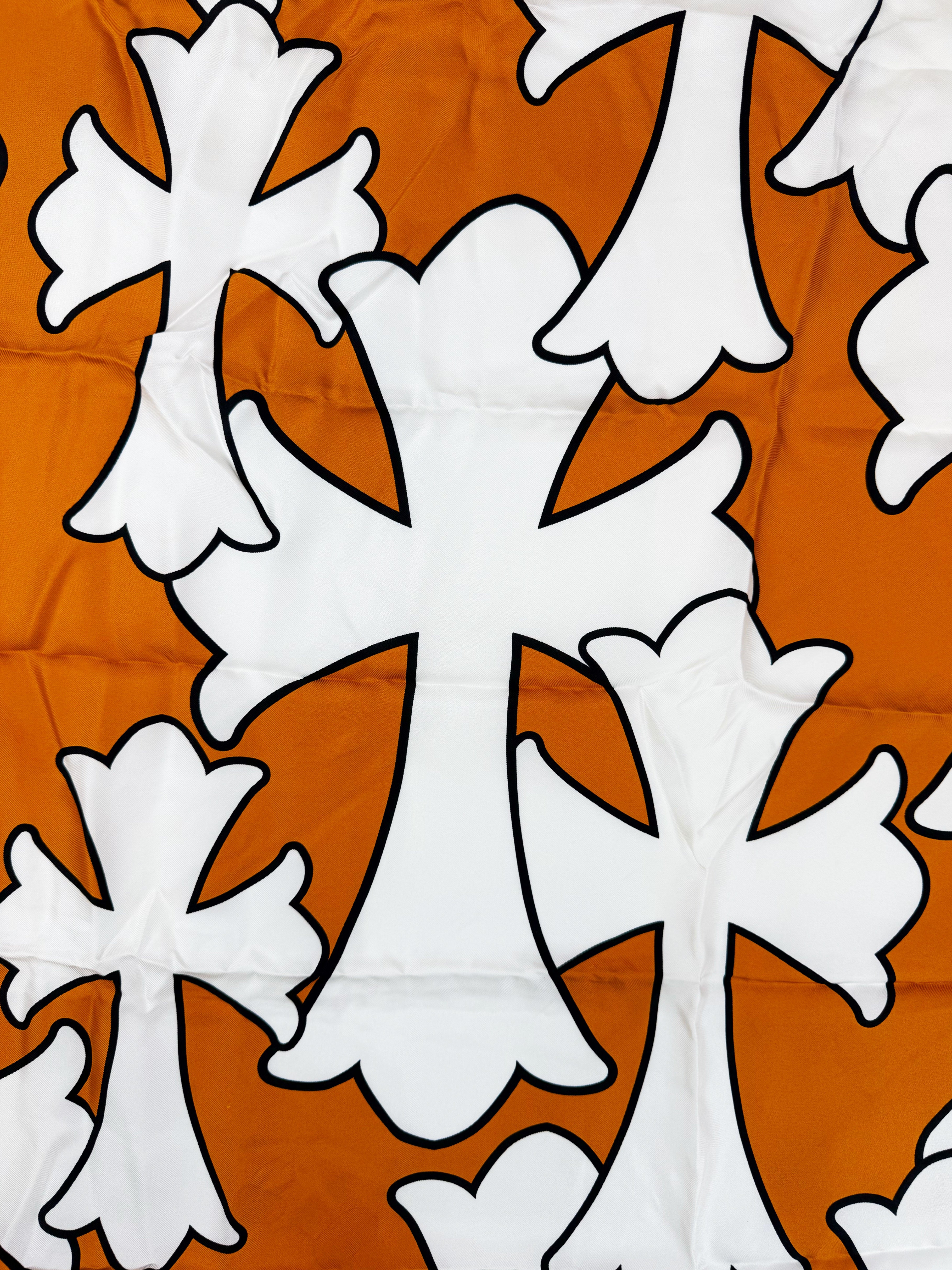 Chrome Hearts Silk Orange Cross Monogram Head Scarf