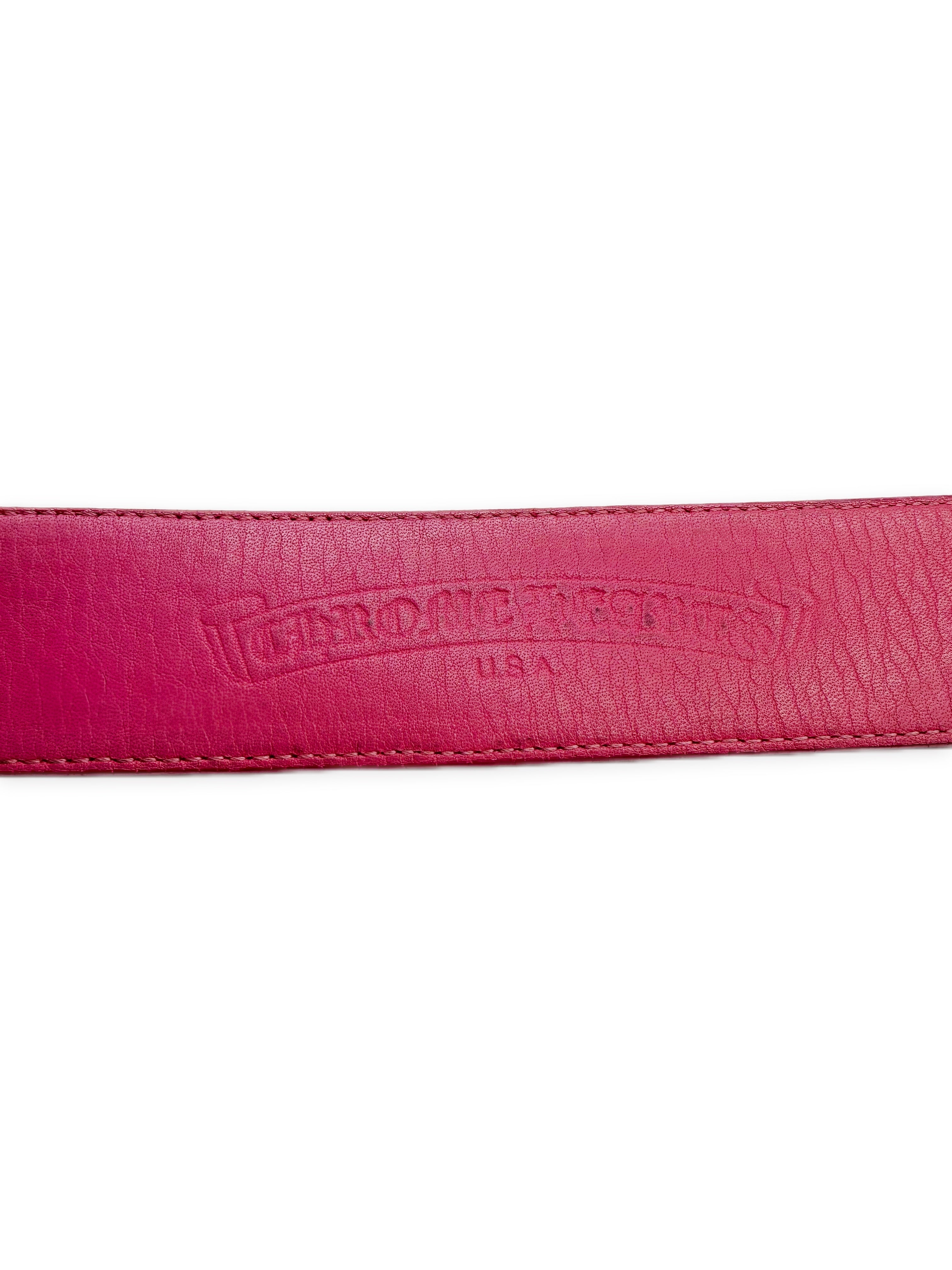 Chrome Hearts Pink Leather .925 Silver Belt Strap