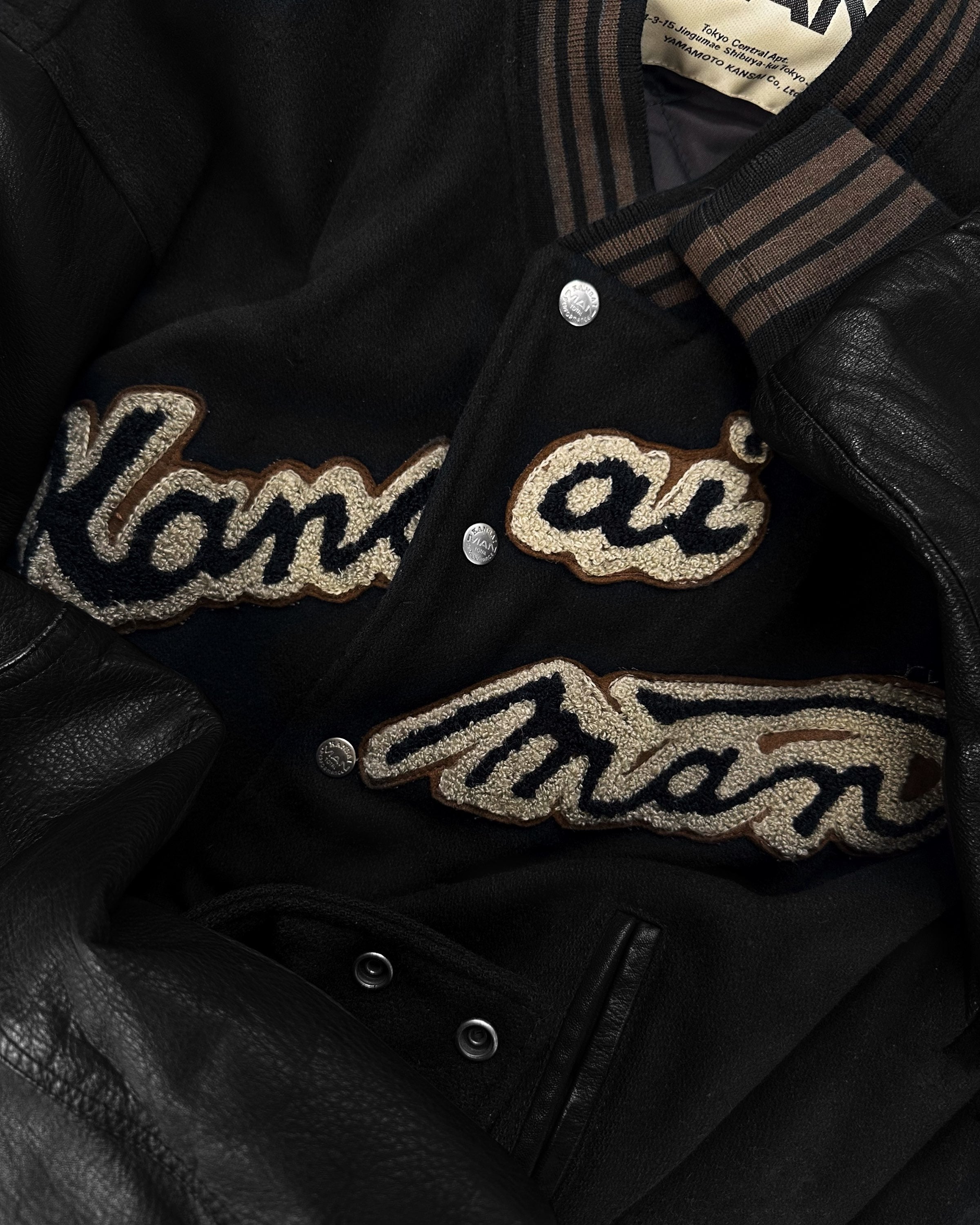 90s Kansai Yamamoto ‘Avenger’ Chenille Leather Varsity Jacket