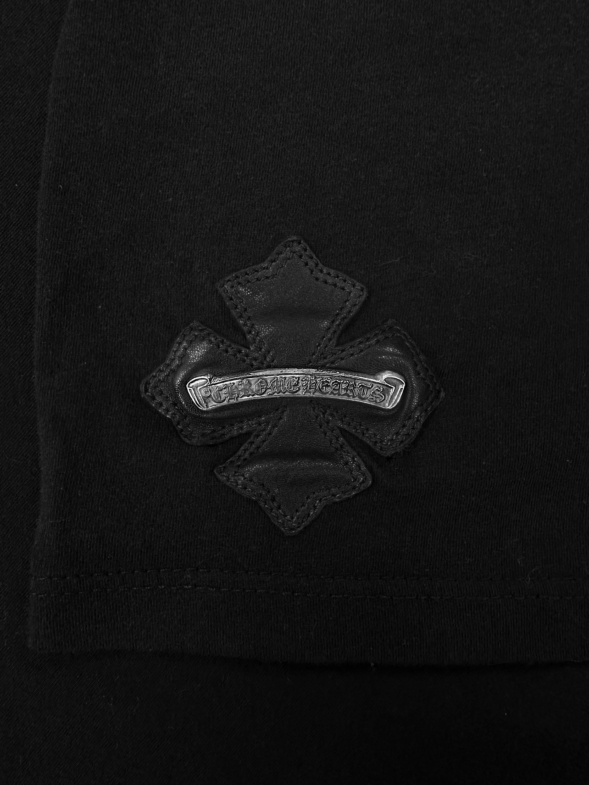 Chrome Hearts ‘Leather Patch’ Silver Scroll Logo Long Sleeve Shirt