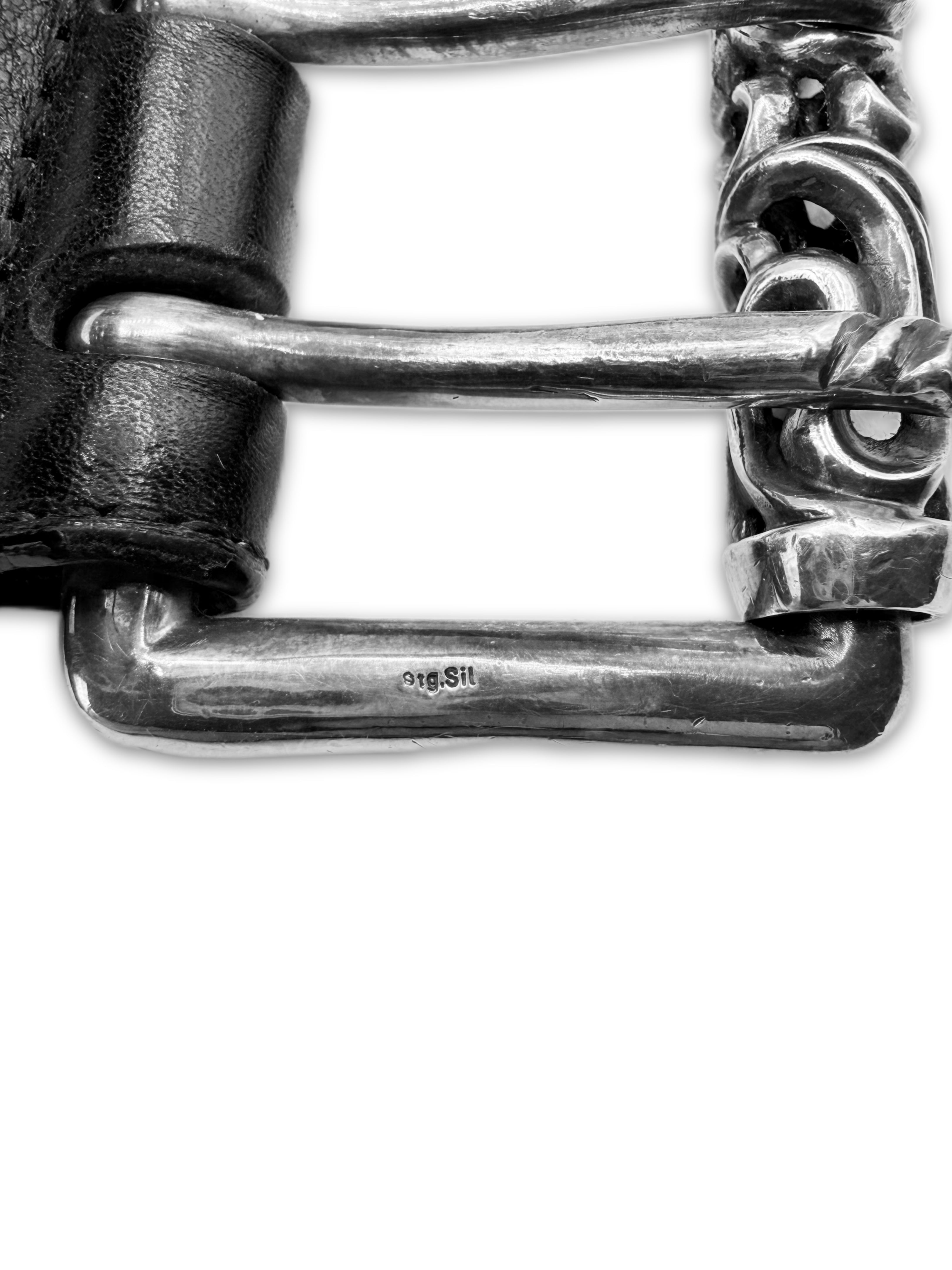 Chrome Hearts Double Roller Eyelet Black Leather Grommet Belt