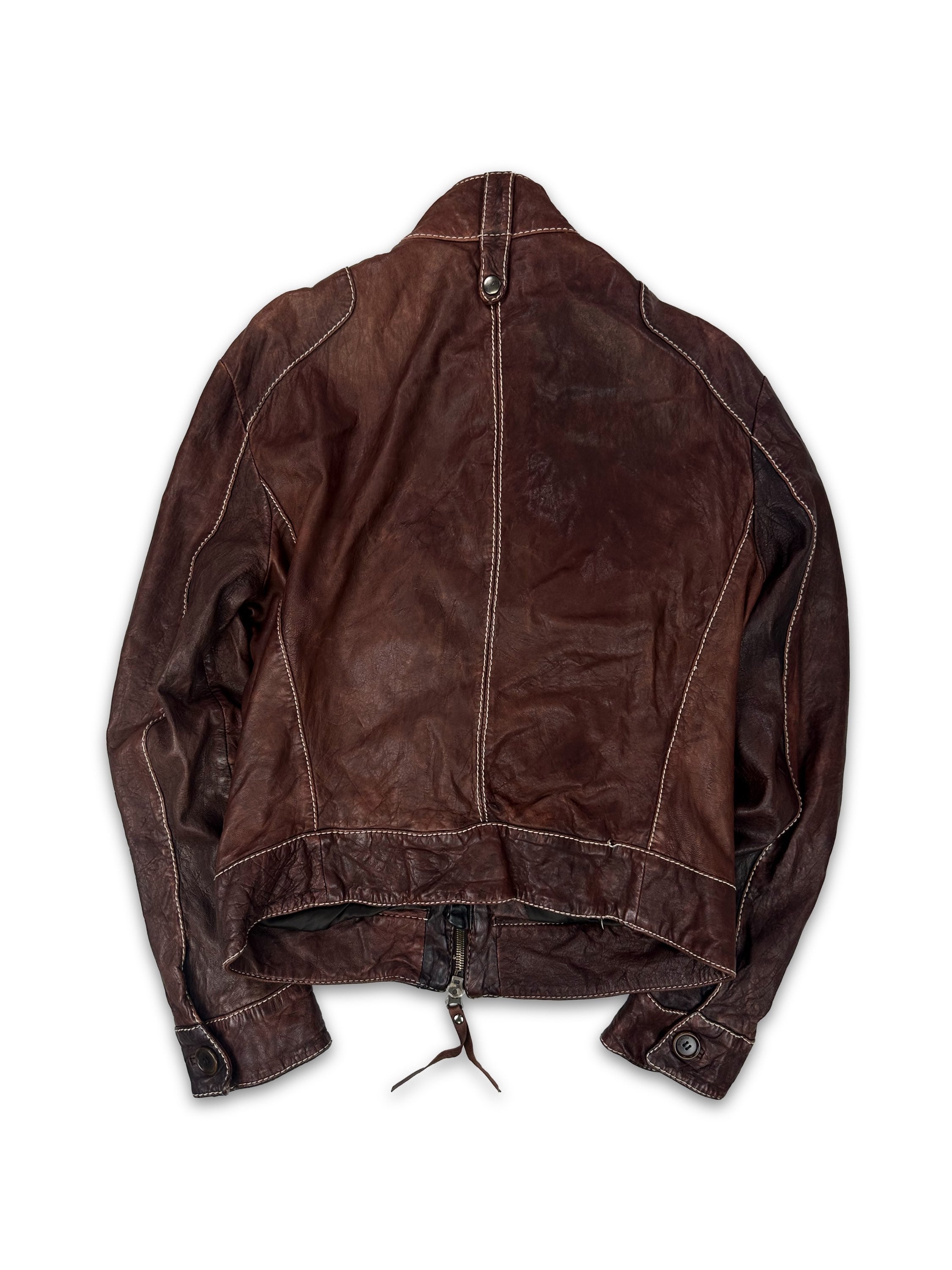 90s Dirk Bikkembergs Blood Red Leather Biker Jacket