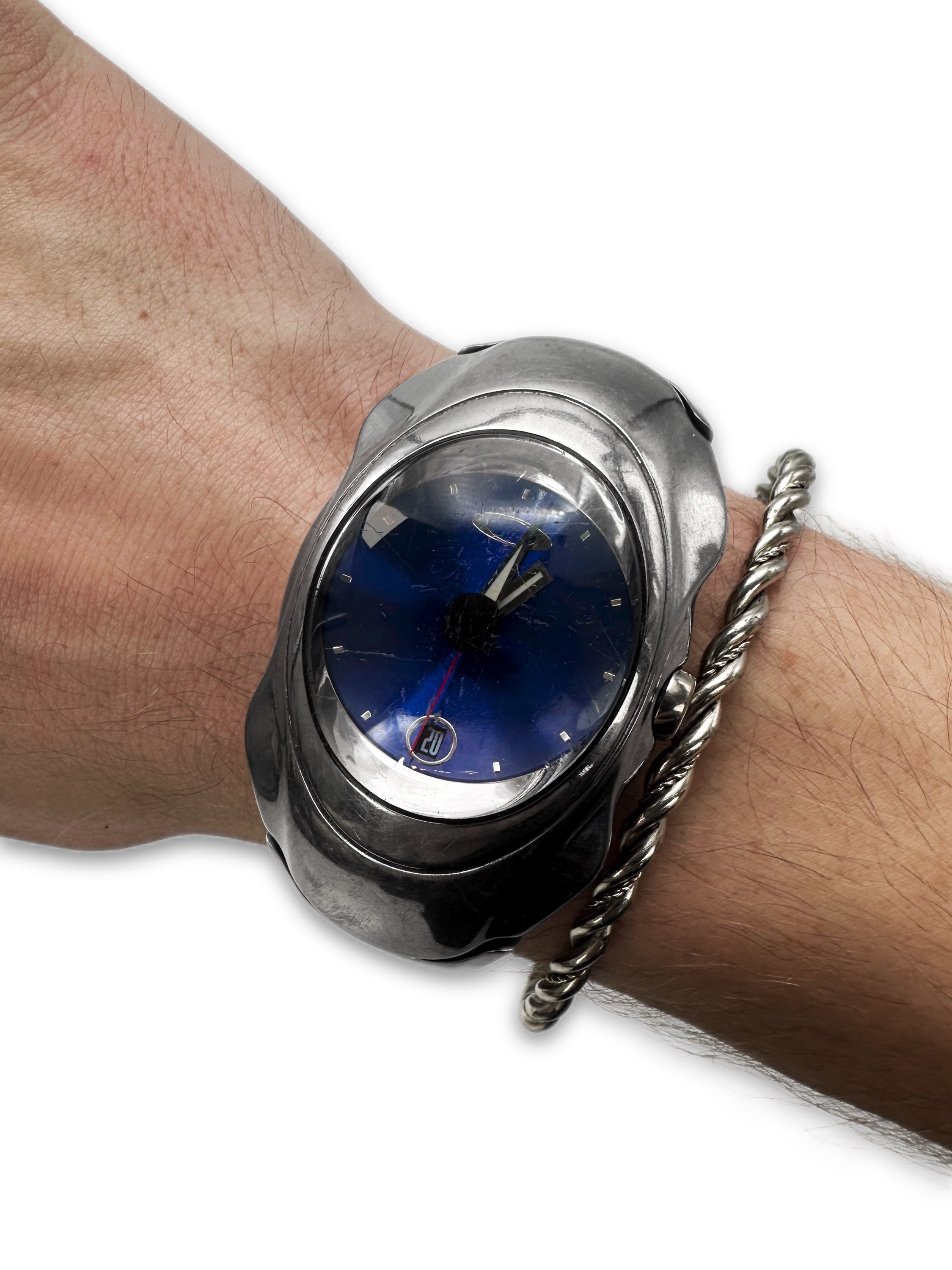 1998 Oakley ‘Timebomb’ Sapphire Blue Silver Wrist Watch