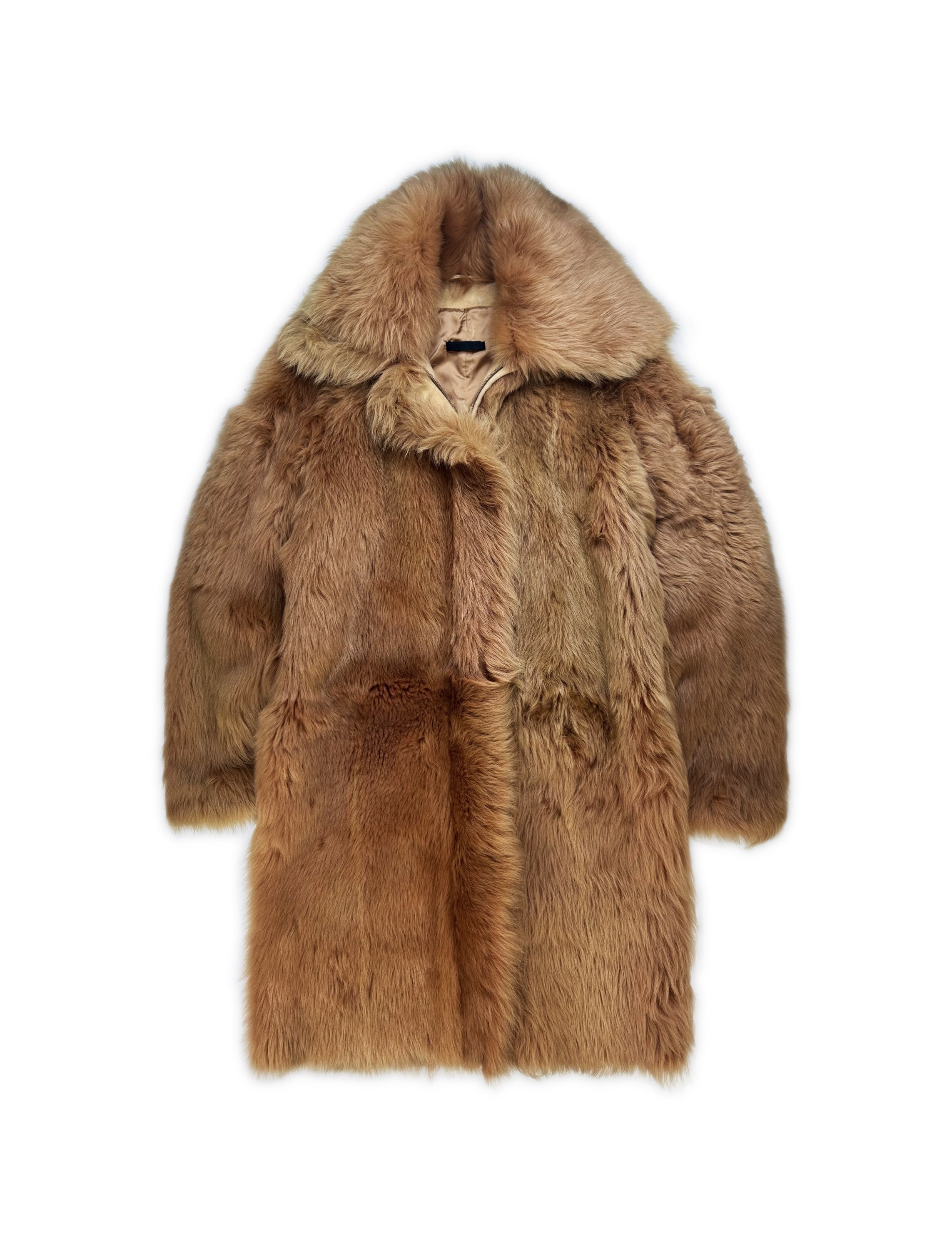 AW00 Helmut Lang ‘Rabbit Fur’ Tan Zippered Trench Coat