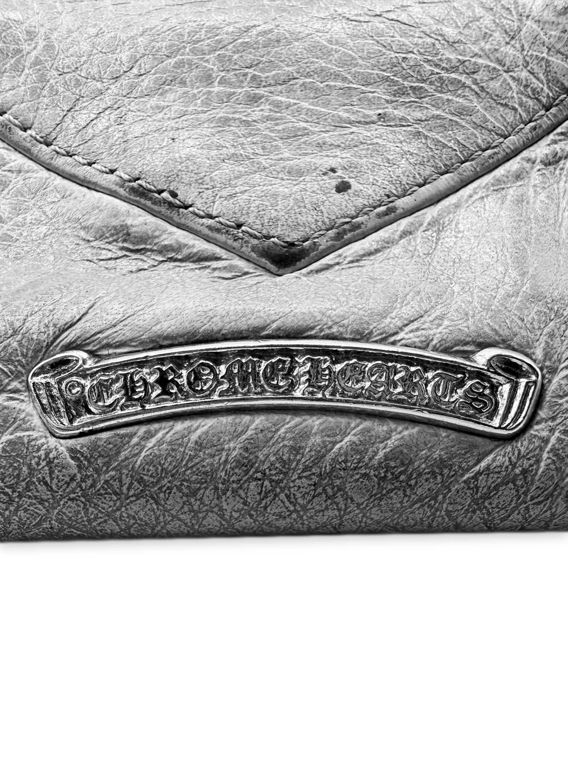 Chrome Hearts White Rhodium Tiny Plus Leather Bifold Wallet
