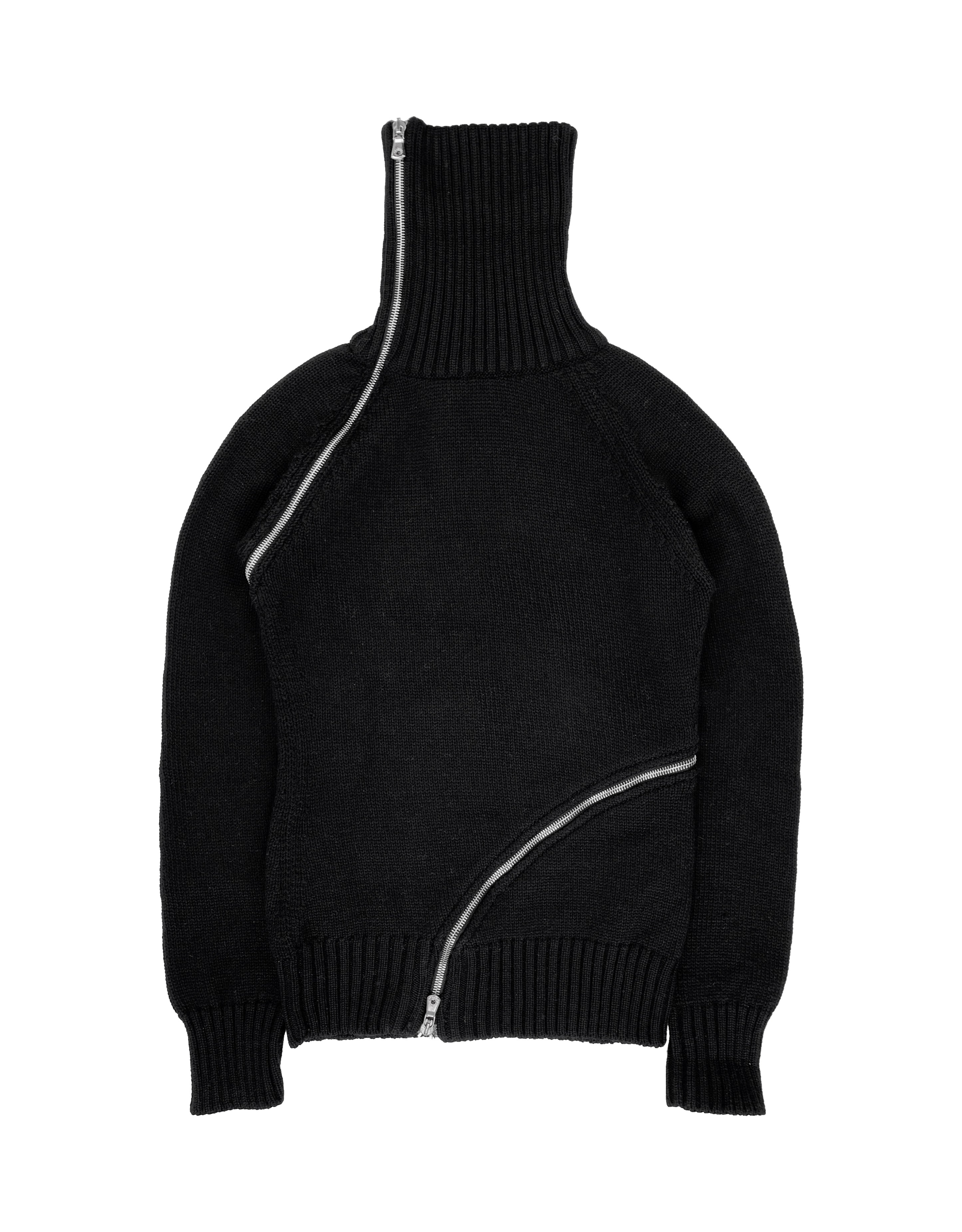 AW03 Dolce & Gabbana Spiral Zip Heavy Weave Knitted Turtleneck