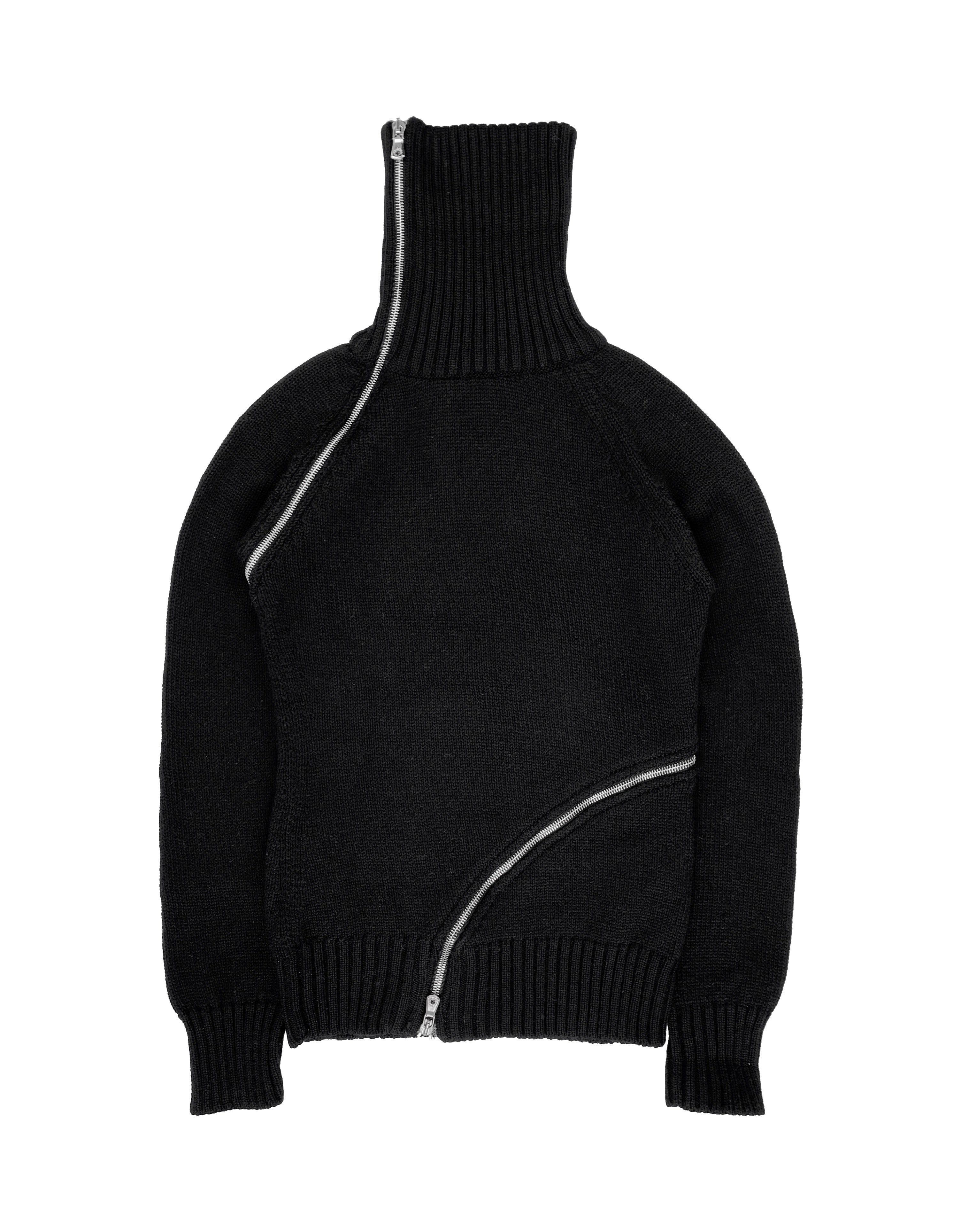AW03 Dolce &amp; Gabbana Spiral Zip Heavy Weave Knitted Turtleneck