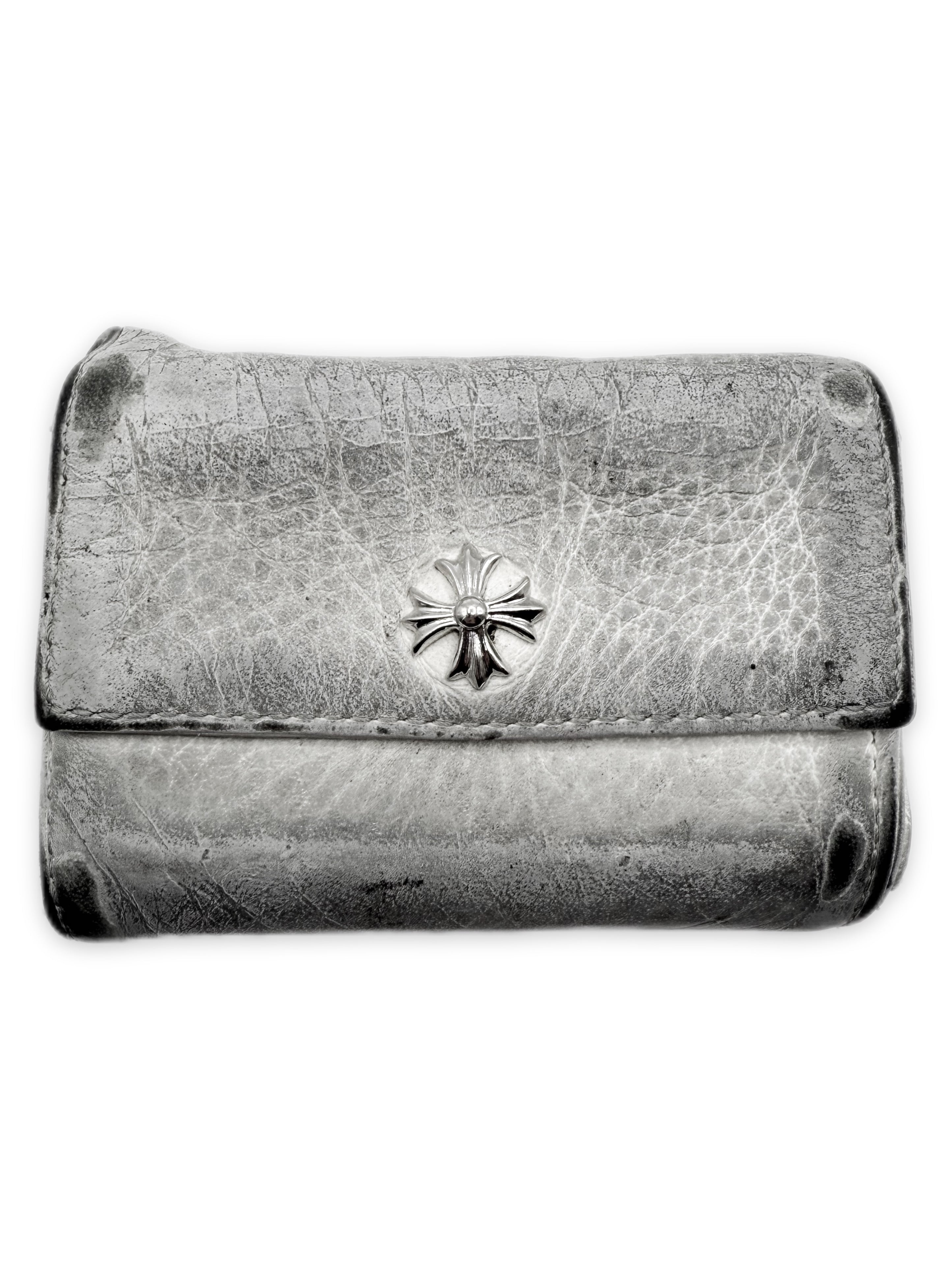 Chrome Hearts White Rhodium Tiny Plus Leather Bifold Wallet