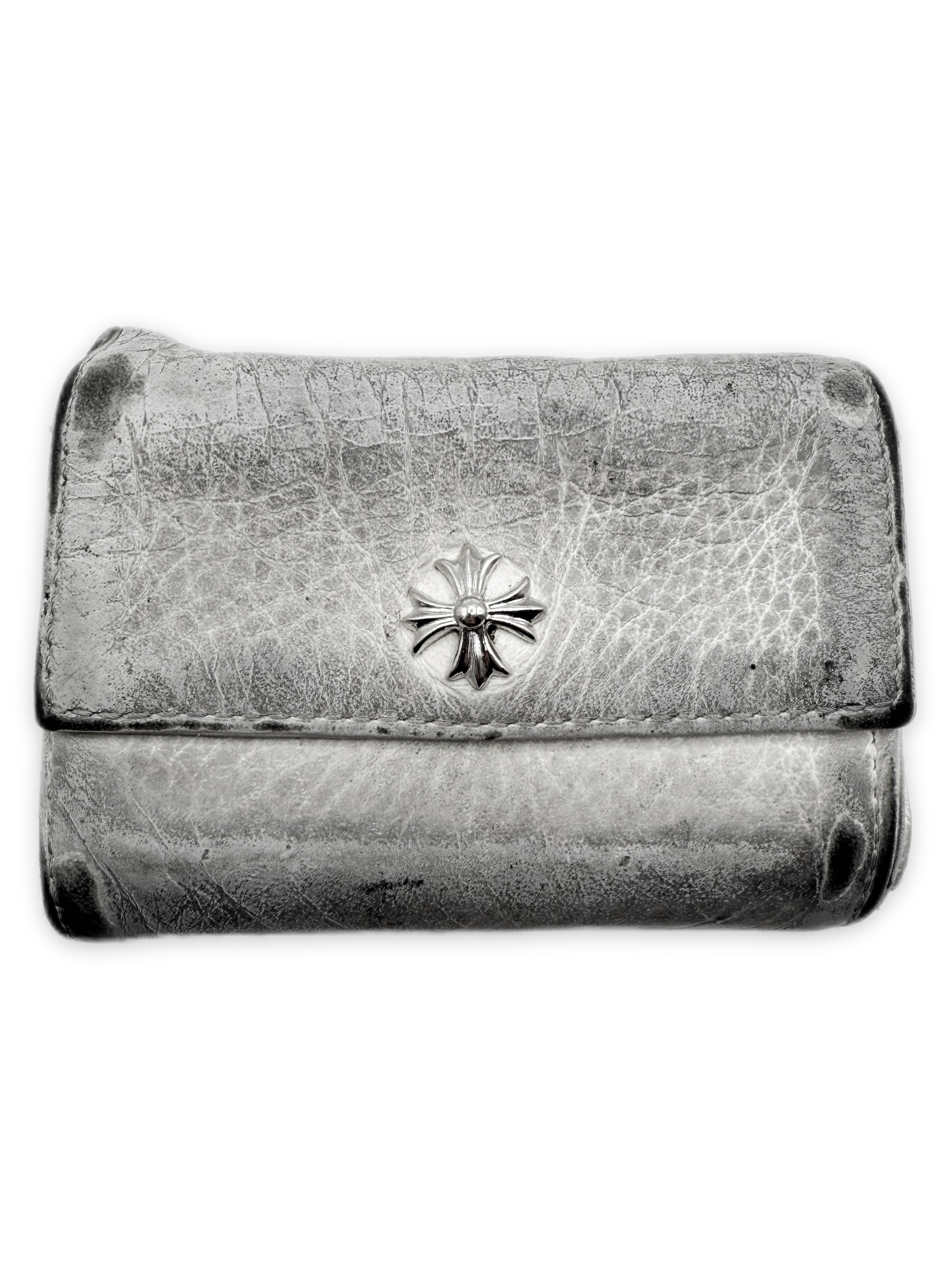 Chrome Hearts White Rhodium Tiny Plus Leather Bifold Wallet