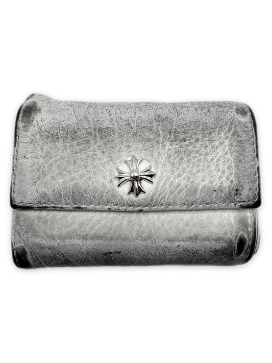 Chrome Hearts White Rhodium Tiny Plus Leather Bifold Wallet
