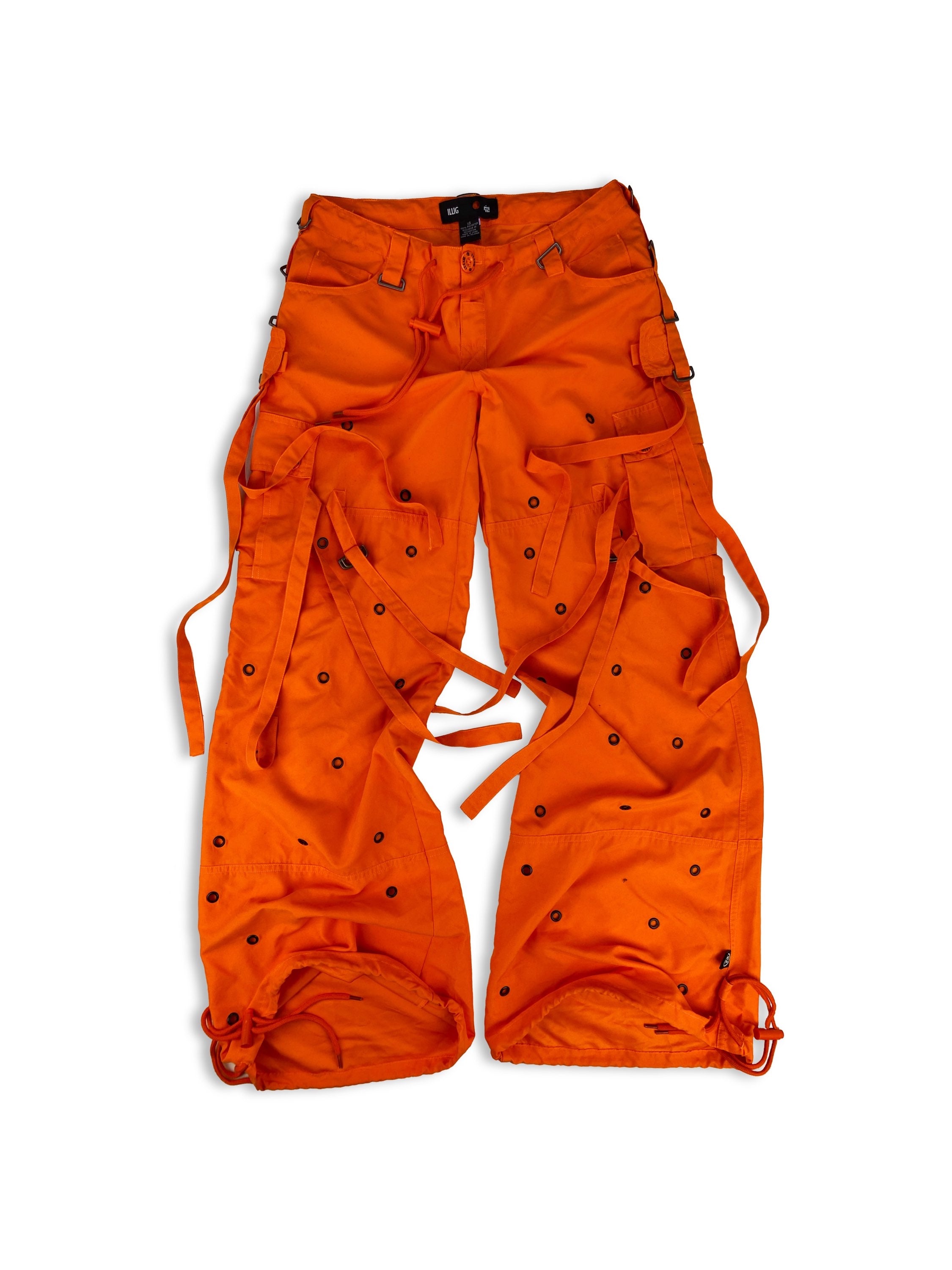 00s Illig ‘Parachute’ Bondage Neon Perforated Cargo Pants