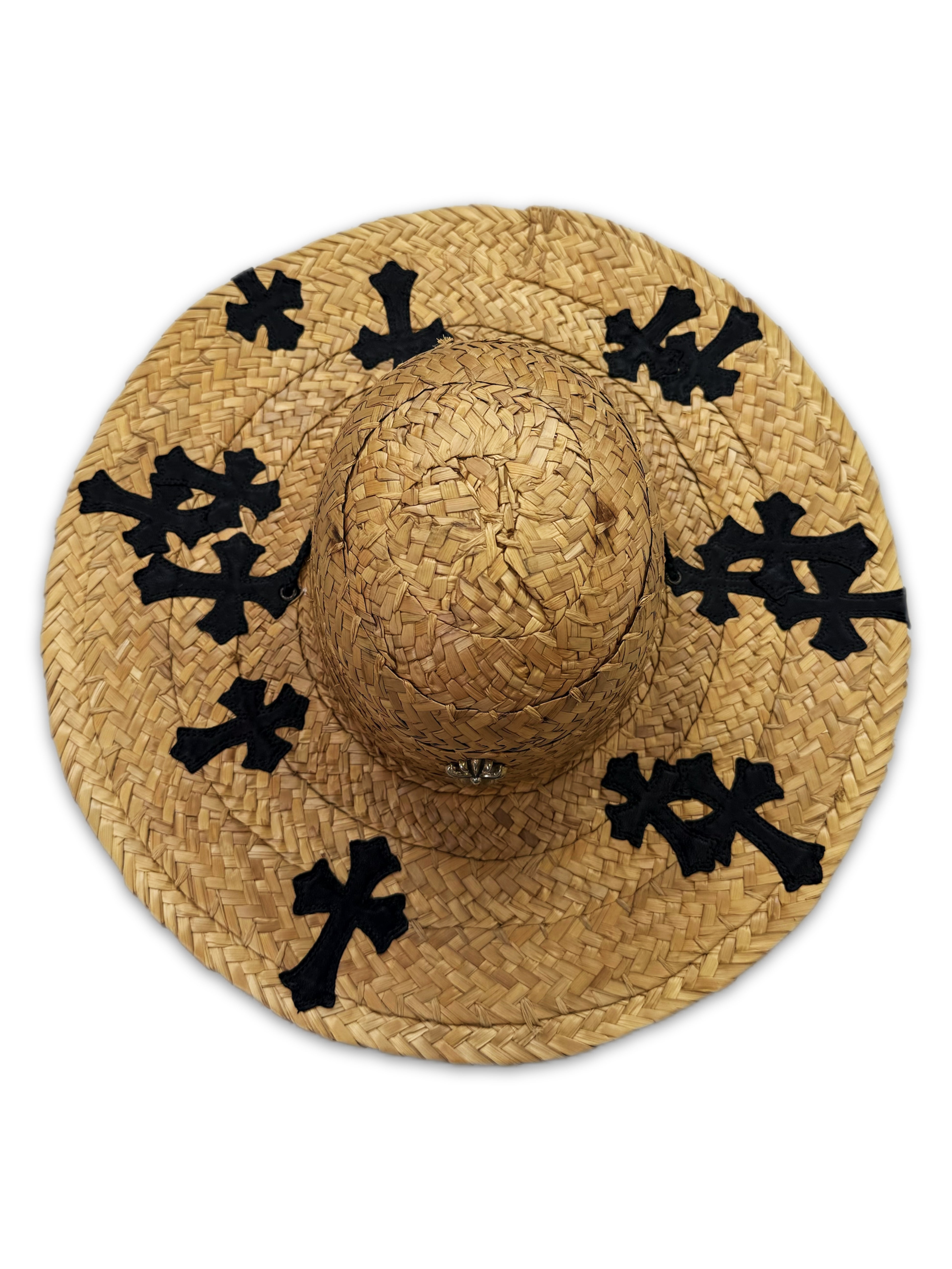 Chrome Hearts 14 Cross Patch .925 Silver Cross Straw Sun Hat