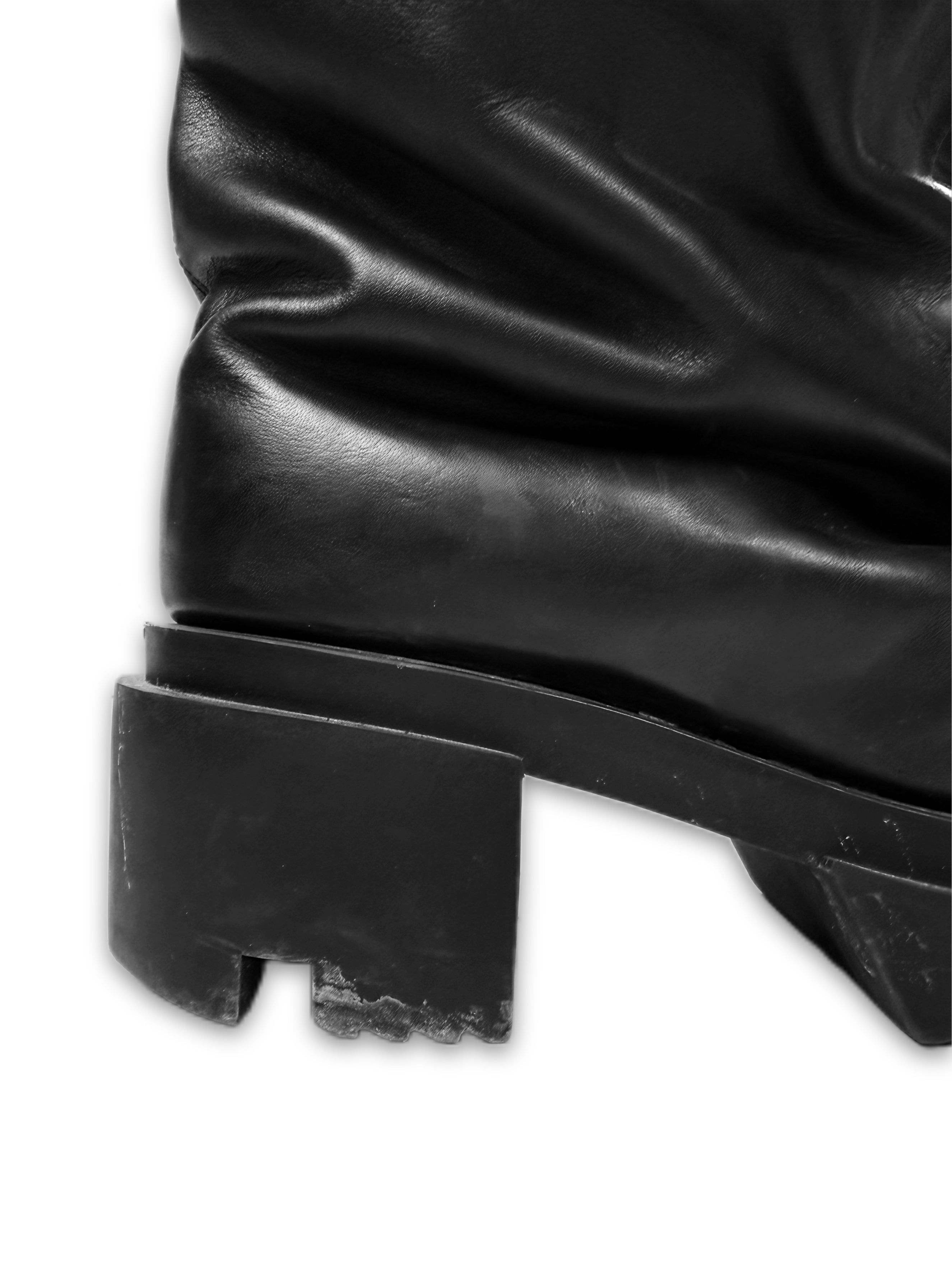 AW23 Rick Owens ‘Bogun’ Thigh High Black Leather Boots